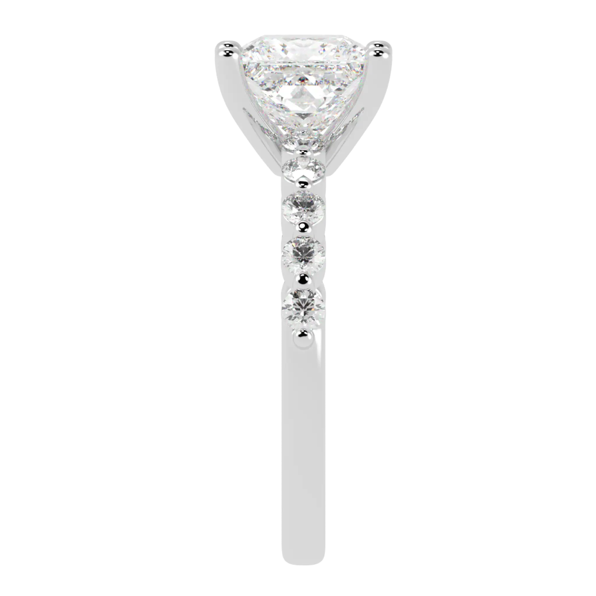 Victoria Platinum Accent Stone Engagement Ring | Princess Shape