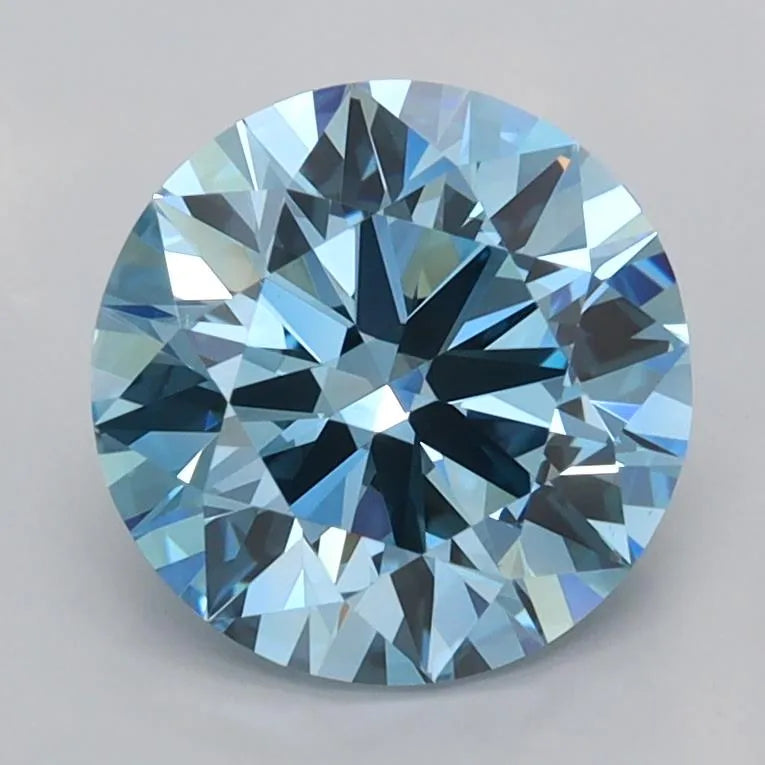 1.97ct Round Lab Grown Diamond (Colour Fancy Vivid Blue, Clarity VS1, Cut ID, IGI Certified)