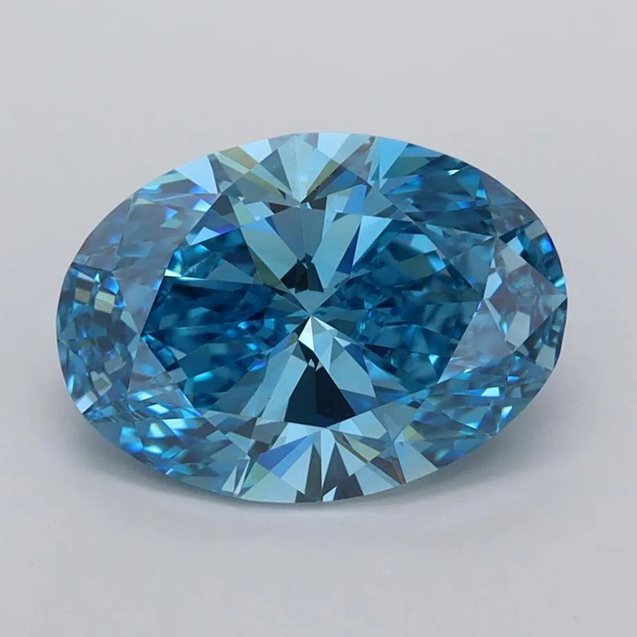1.99ct Oval Lab Grown Diamond (Colour Fancy Vivid Blue, Clarity VVS2, IGI Certified)