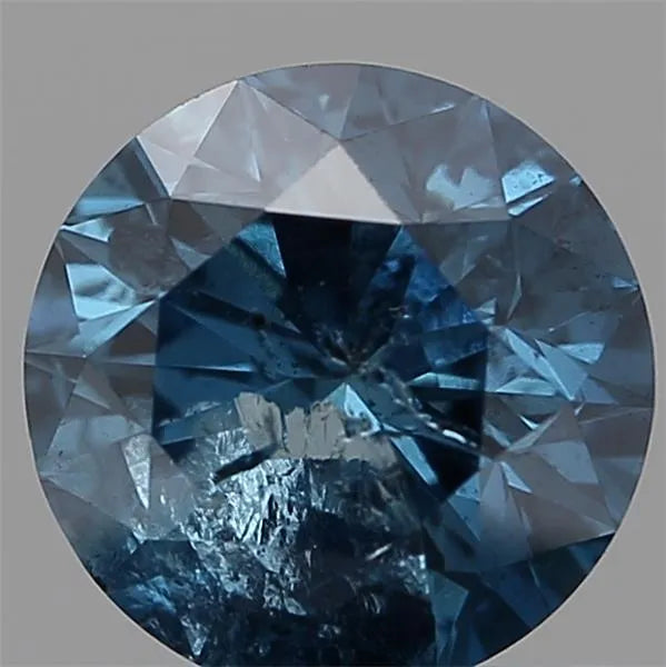 0.86ct Round Natural Diamond (Colour Fancy Vivid Blue, Clarity I2, Cut VG, IGI Certified)
