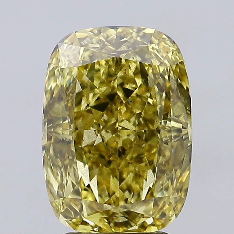 3.83ct Cushion modified Lab Grown Diamond (Colour Fancy Vivid Gray Yellow, Clarity SI1, IGI Certified)