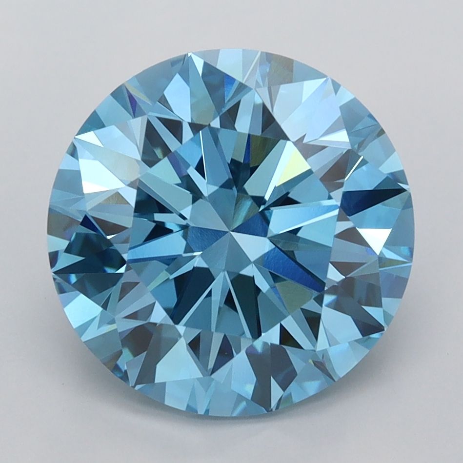 3.99 Carat Round Cut Fancy Blue