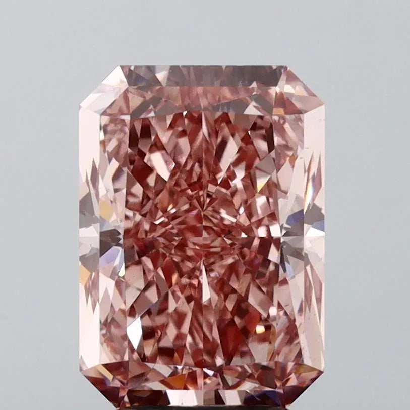 4.01ct Radiant Lab Grown Diamond (Colour Fancy Vivid Brownish Pink, Clarity VS1, IGI Certified)
