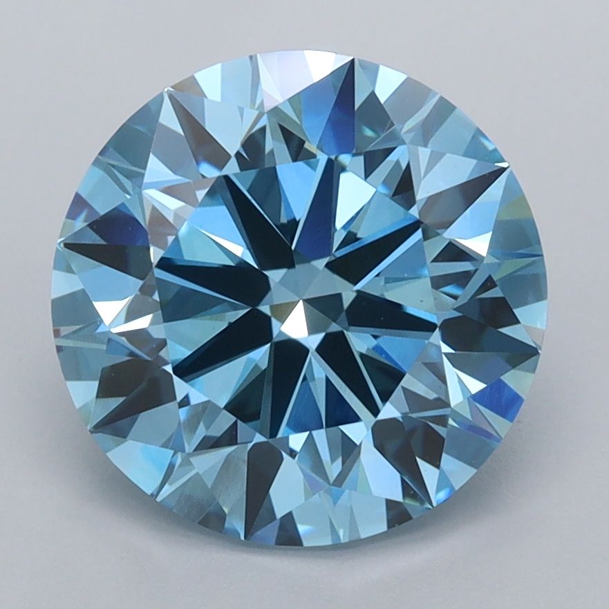 3.39 Carat Round Cut Fancy Blue