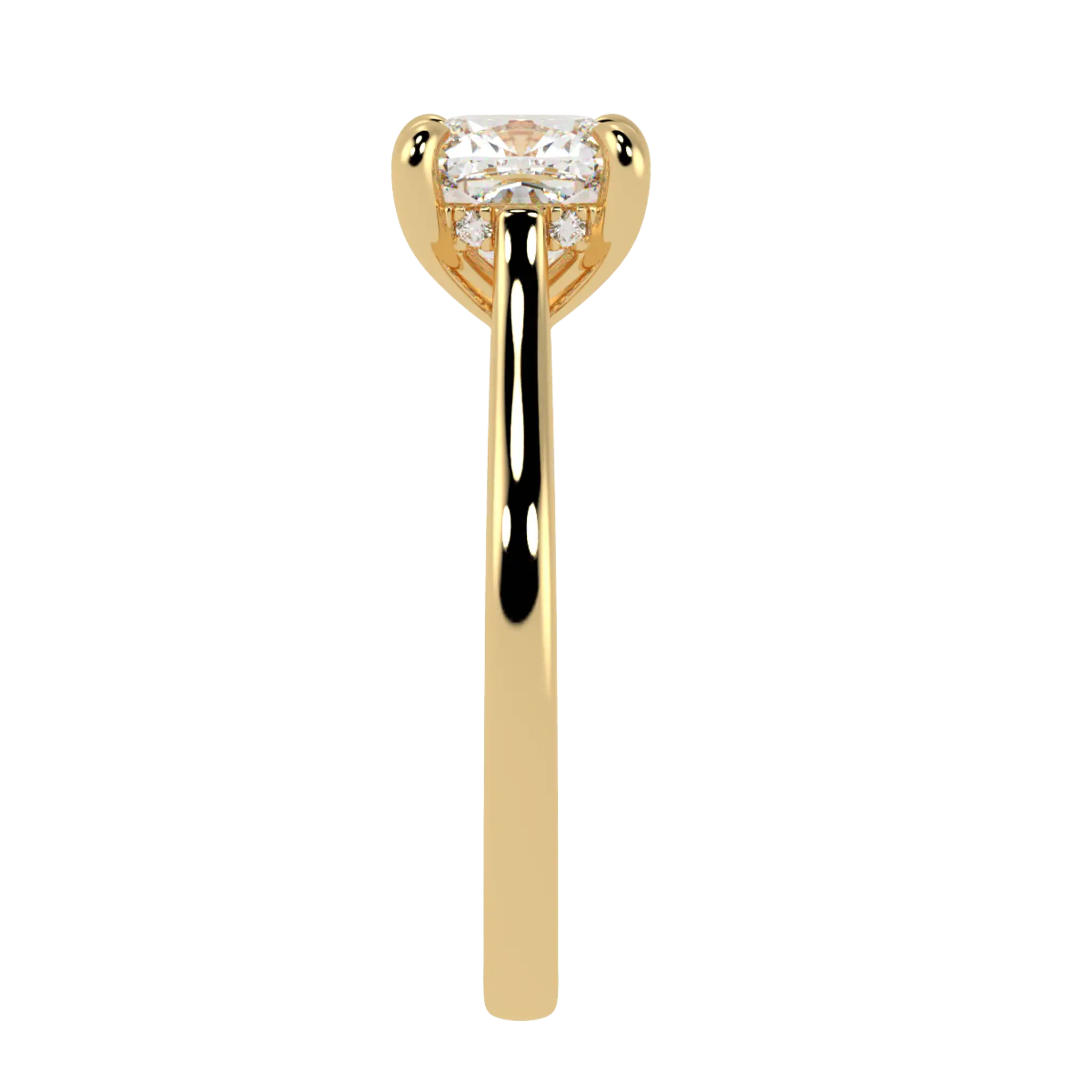 Arya 9K Yellow Gold Hidden Halo Engagement Ring | Cushion Shape