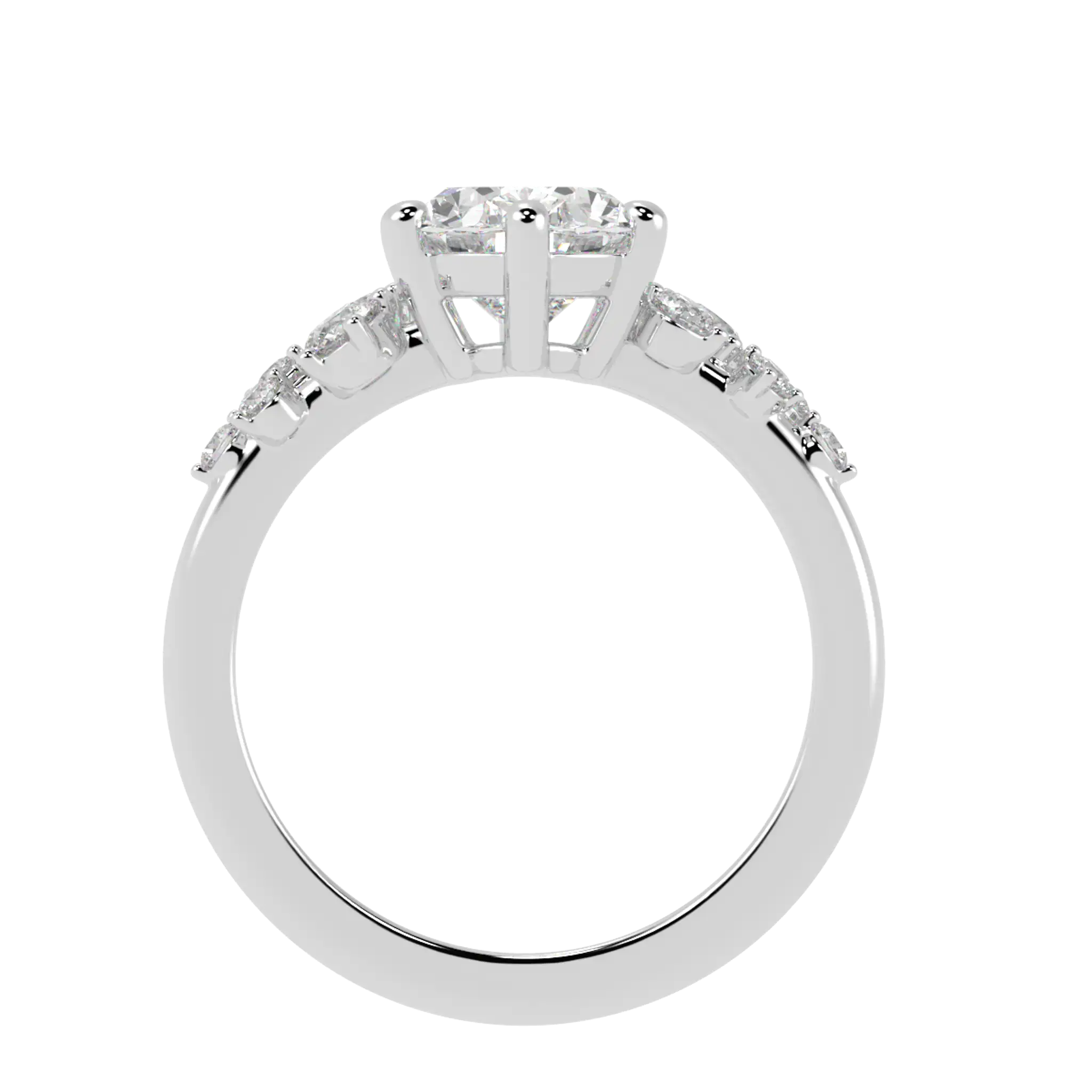 Aimee 9K White Gold Accent Stone Engagement Ring | Oval Shape