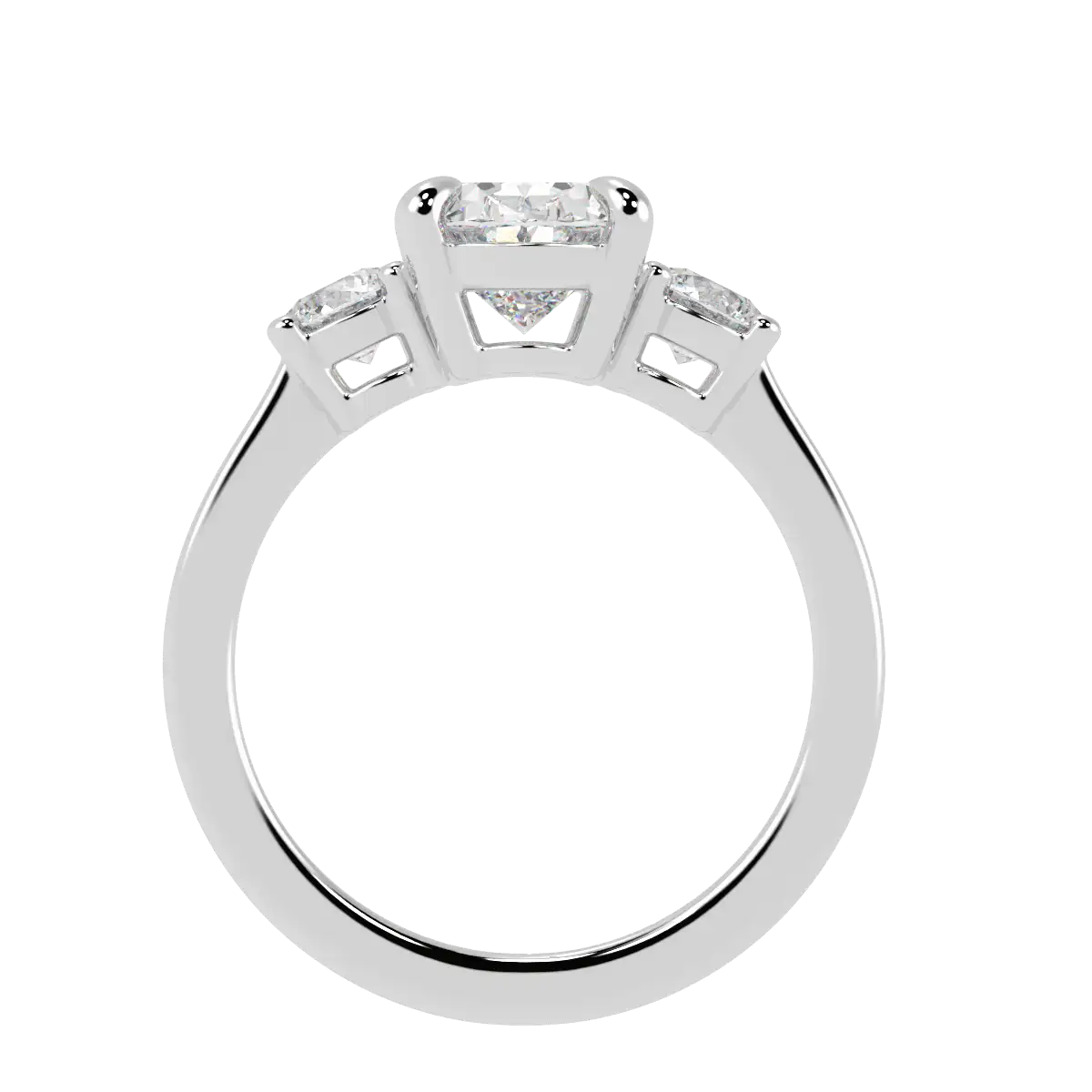 Selene 9K White Gold Three Stone Engagement Ring | Oval Shape
