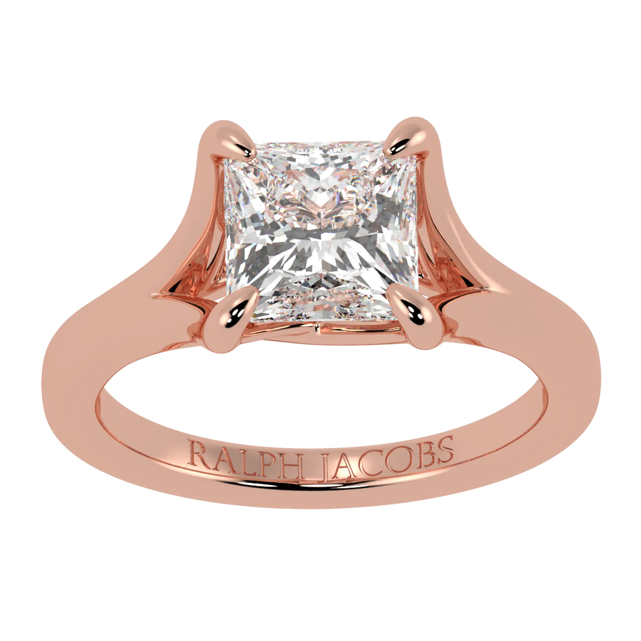 Poppy 14K Rose Gold Solitaire Moissanite Engagement Ring | Princess Shape