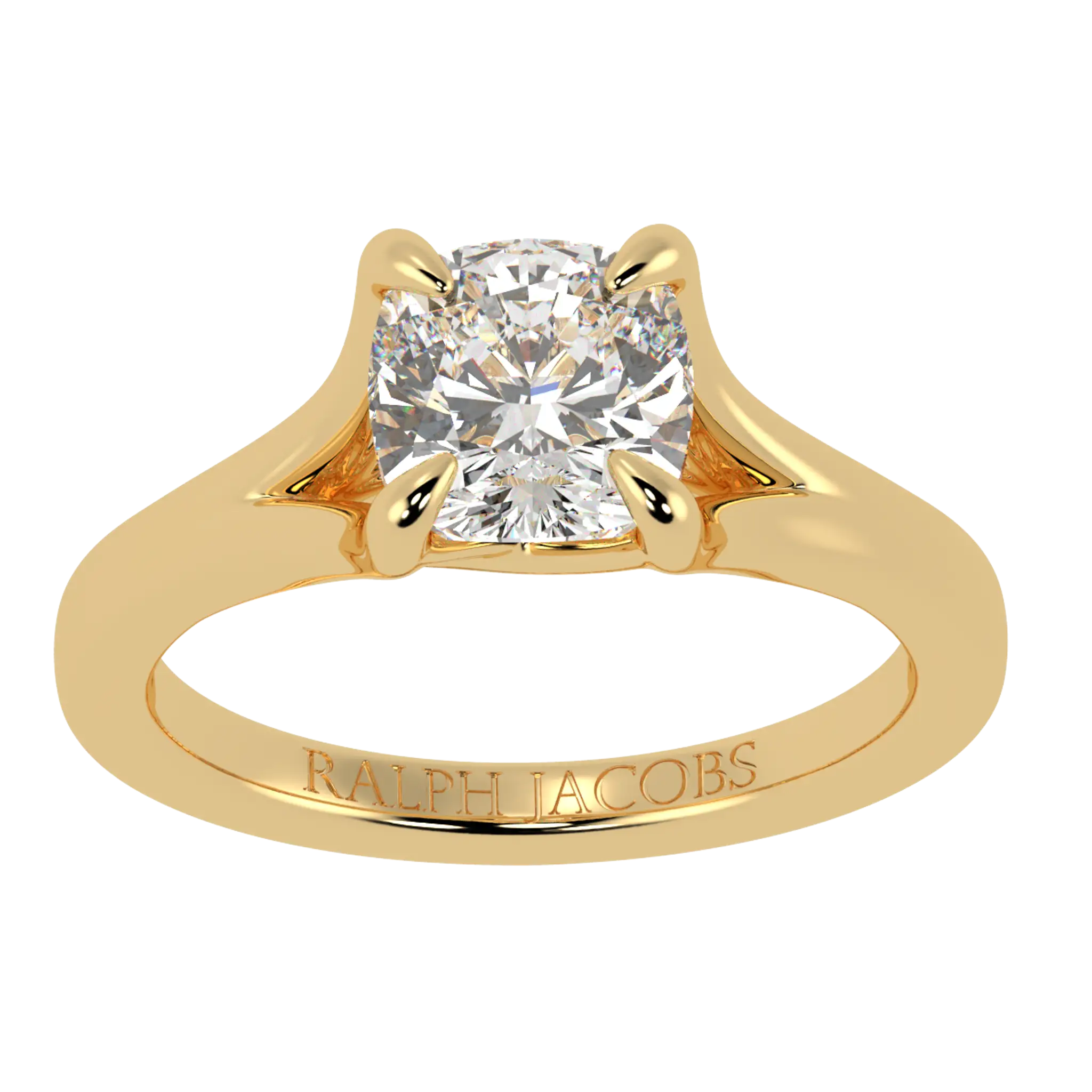 Poppy 9K Yellow Gold Solitaire Moissanite Engagement Ring | Cushion Shape