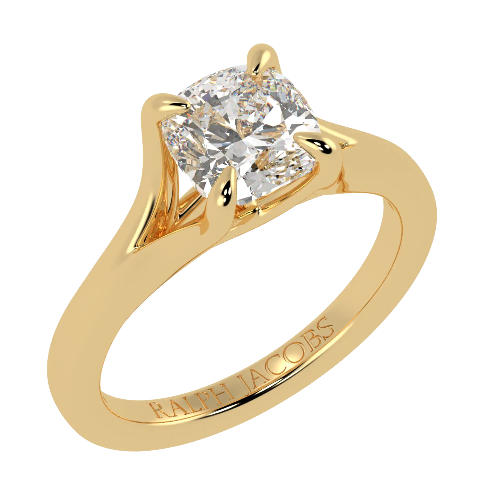 Poppy 9K Yellow Gold Solitaire Moissanite Engagement Ring | Cushion Shape