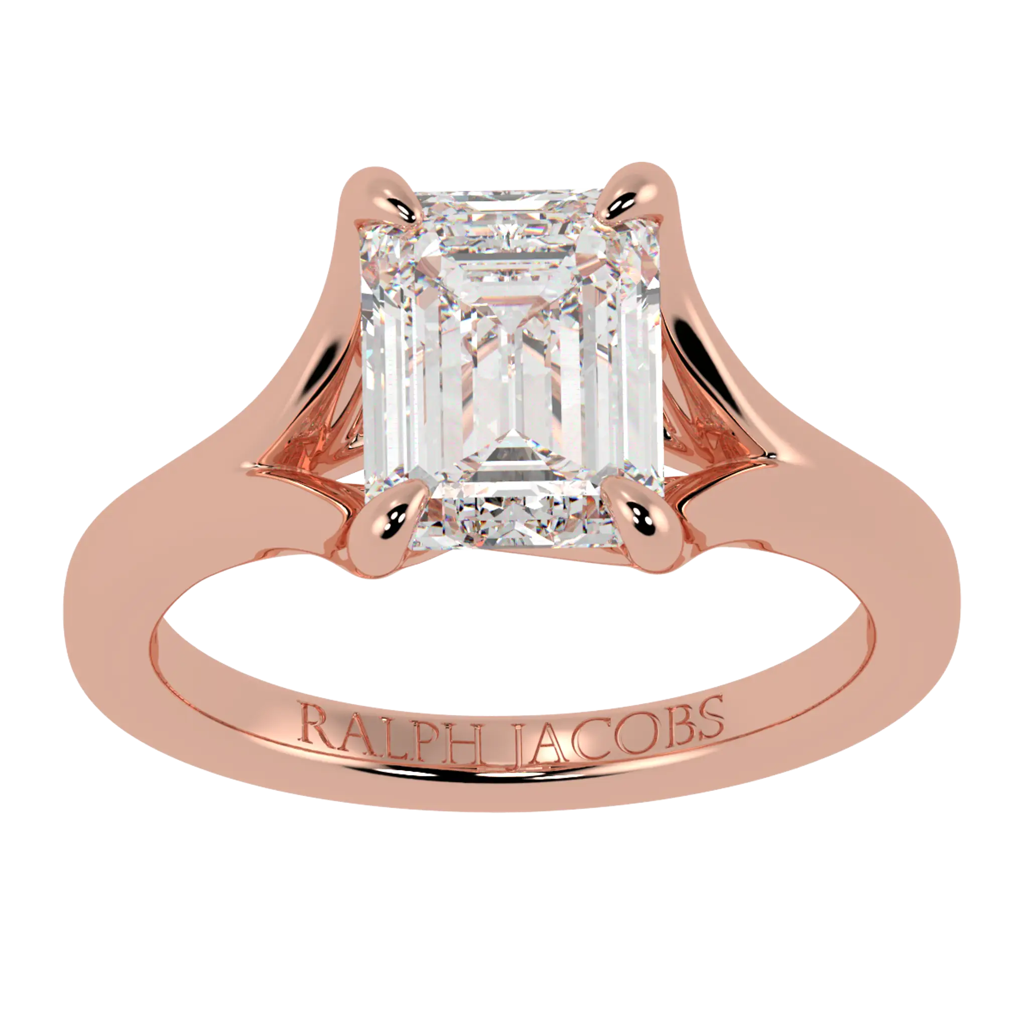 Poppy 14K Rose Solitaire Engagement Ring | Emerald Shape