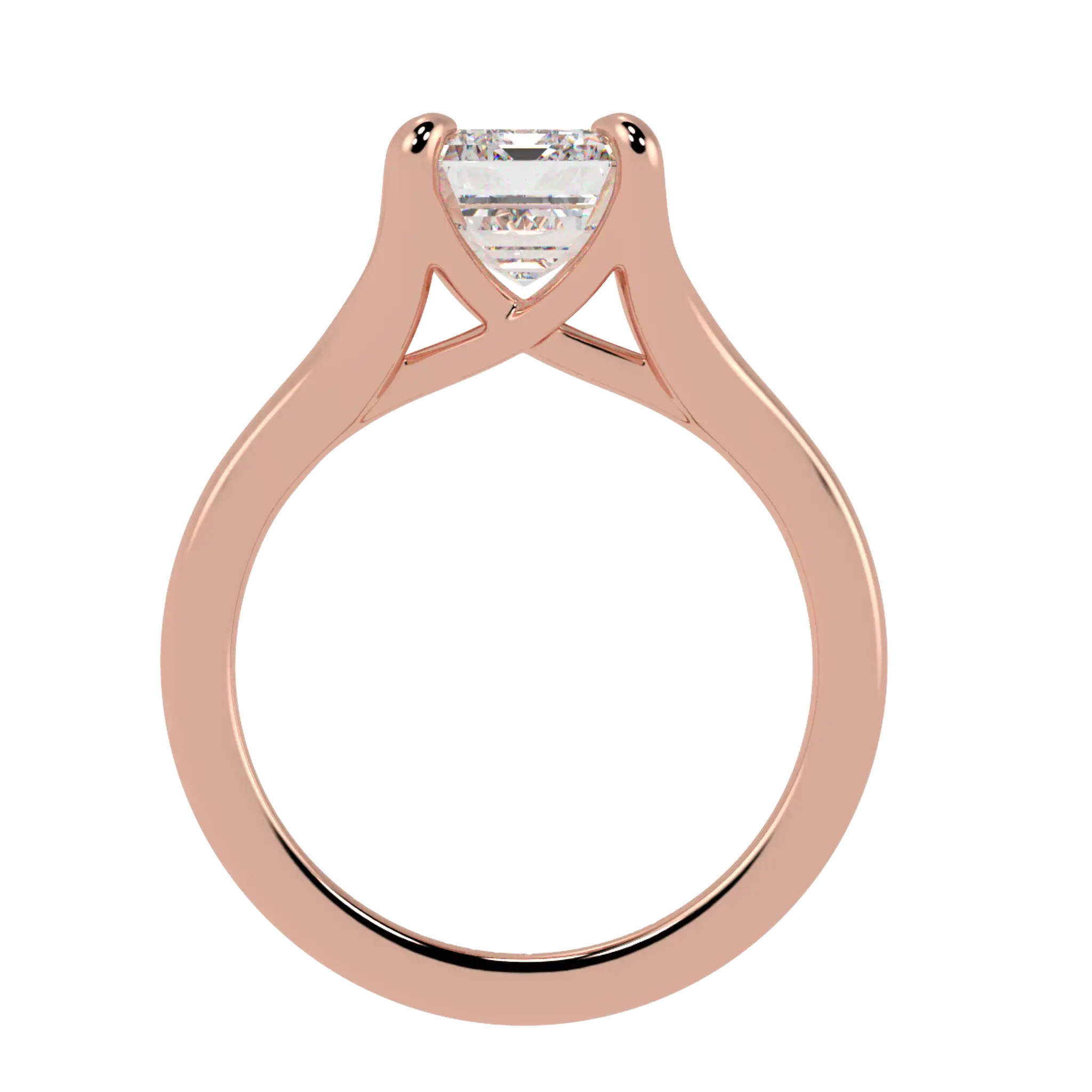 Poppy 14K Rose Solitaire Engagement Ring | Emerald Shape