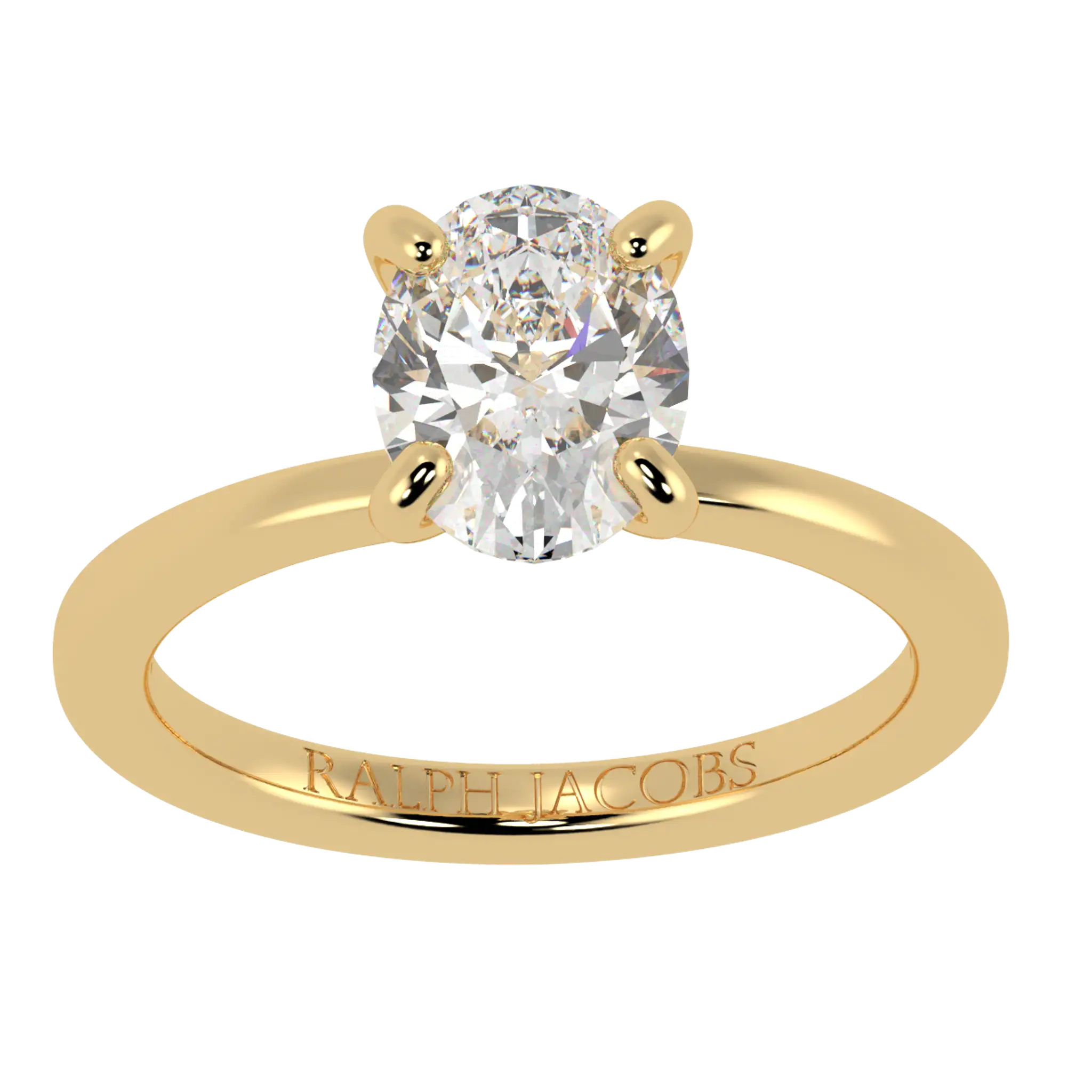 Raylee 9K Yellow Gold Hidden Halo Engagement Ring | Oval Shape Diamond