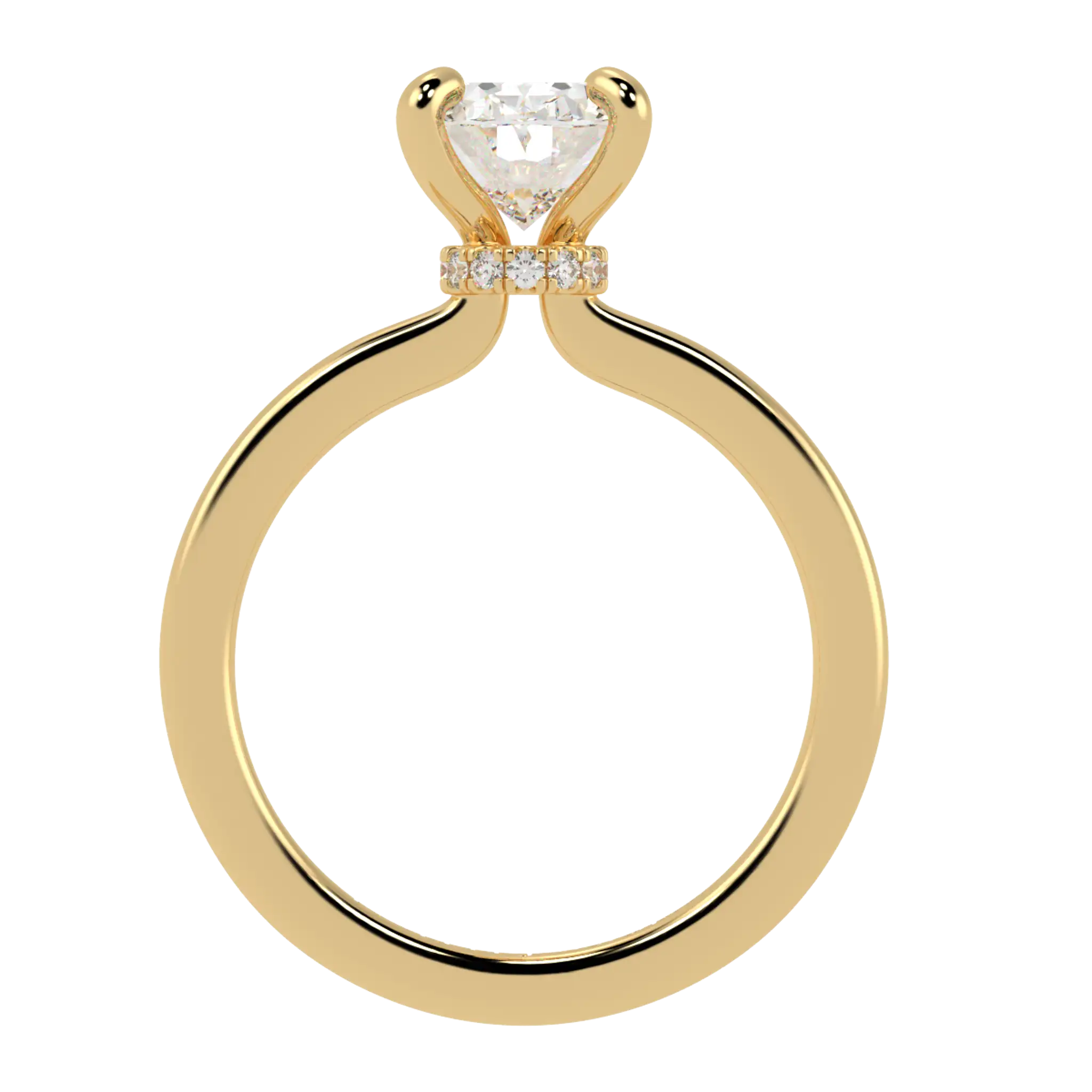 Raylee 9K Yellow Gold Hidden Halo Engagement Ring | Oval Shape Diamond