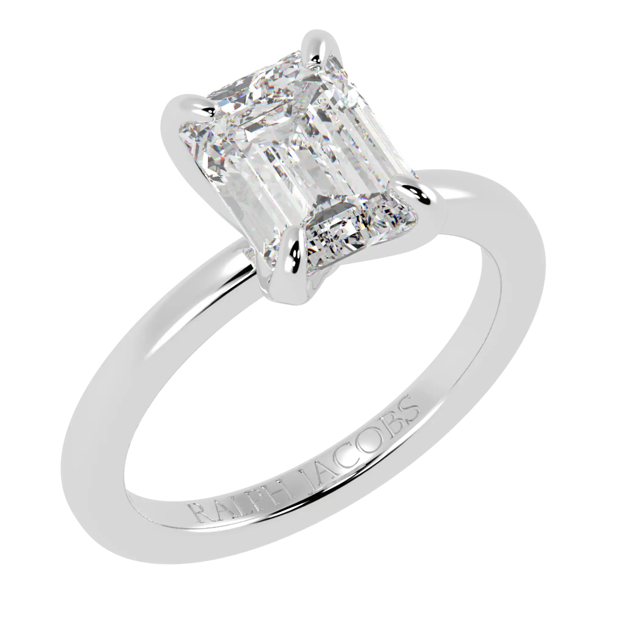 Betty 18K White Gold Solitaire Engagement Ring | Emerald Shape