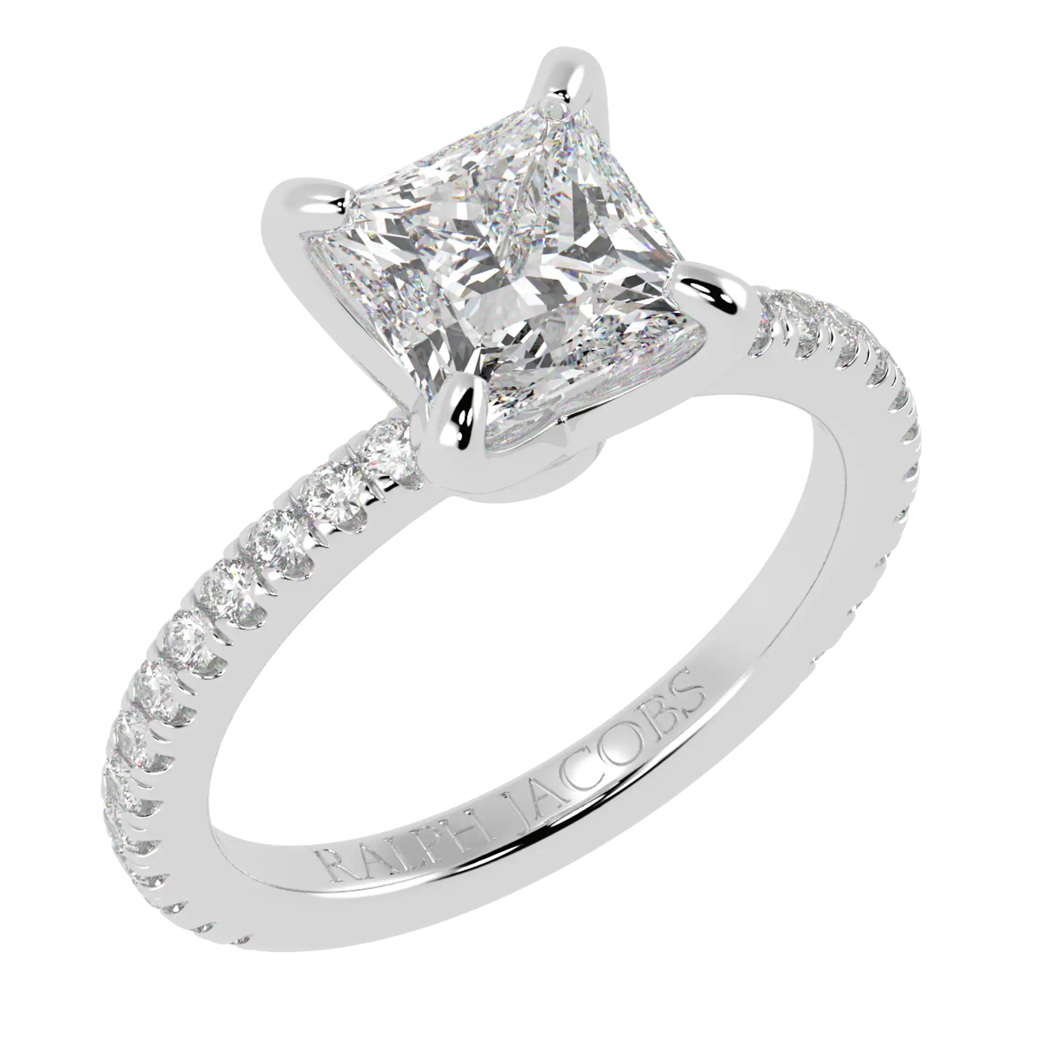 Betty 18K White Gold Accent Engagement Ring | Princess Shape