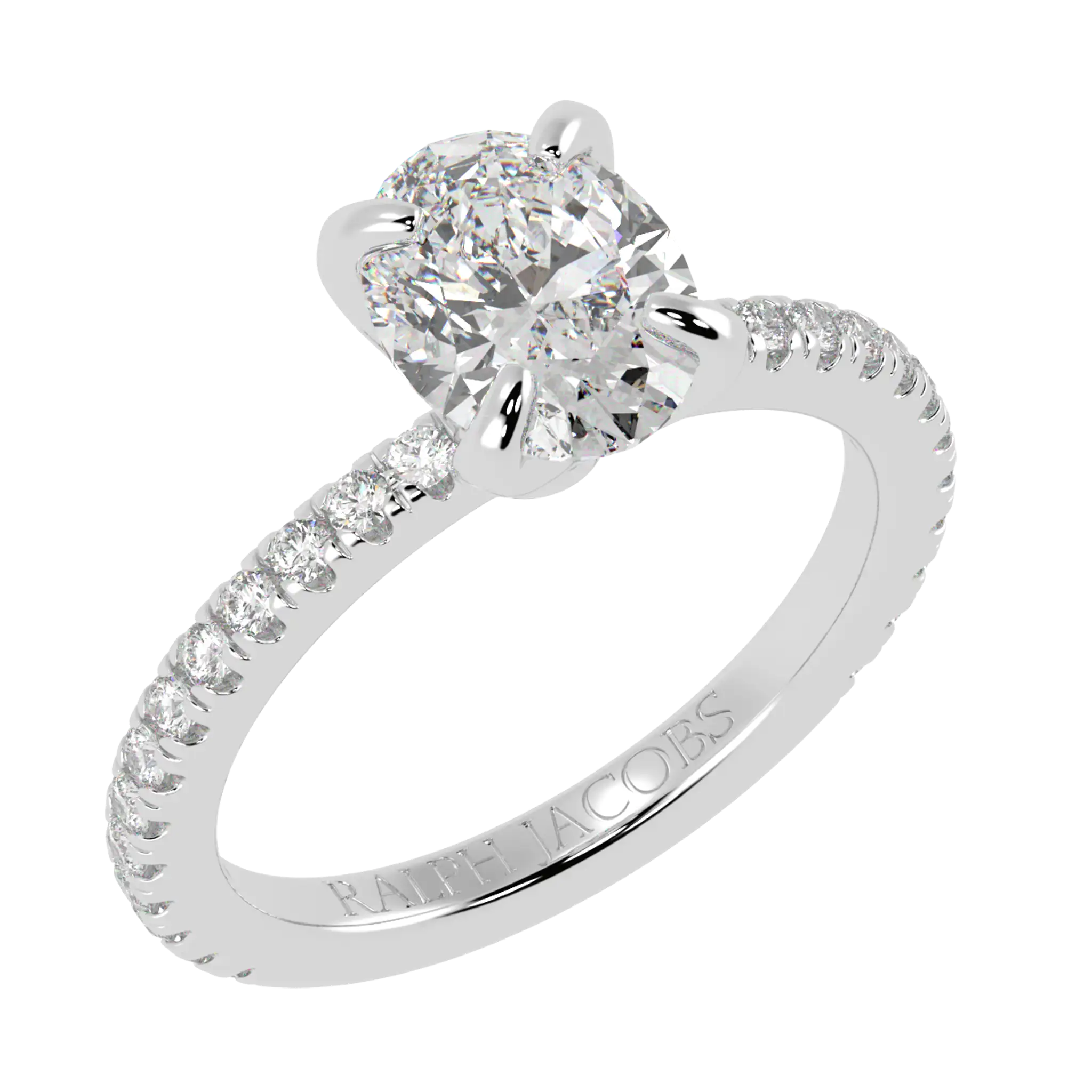 Betty 9K White Gold Accent Engagement Ring | Oval Shape