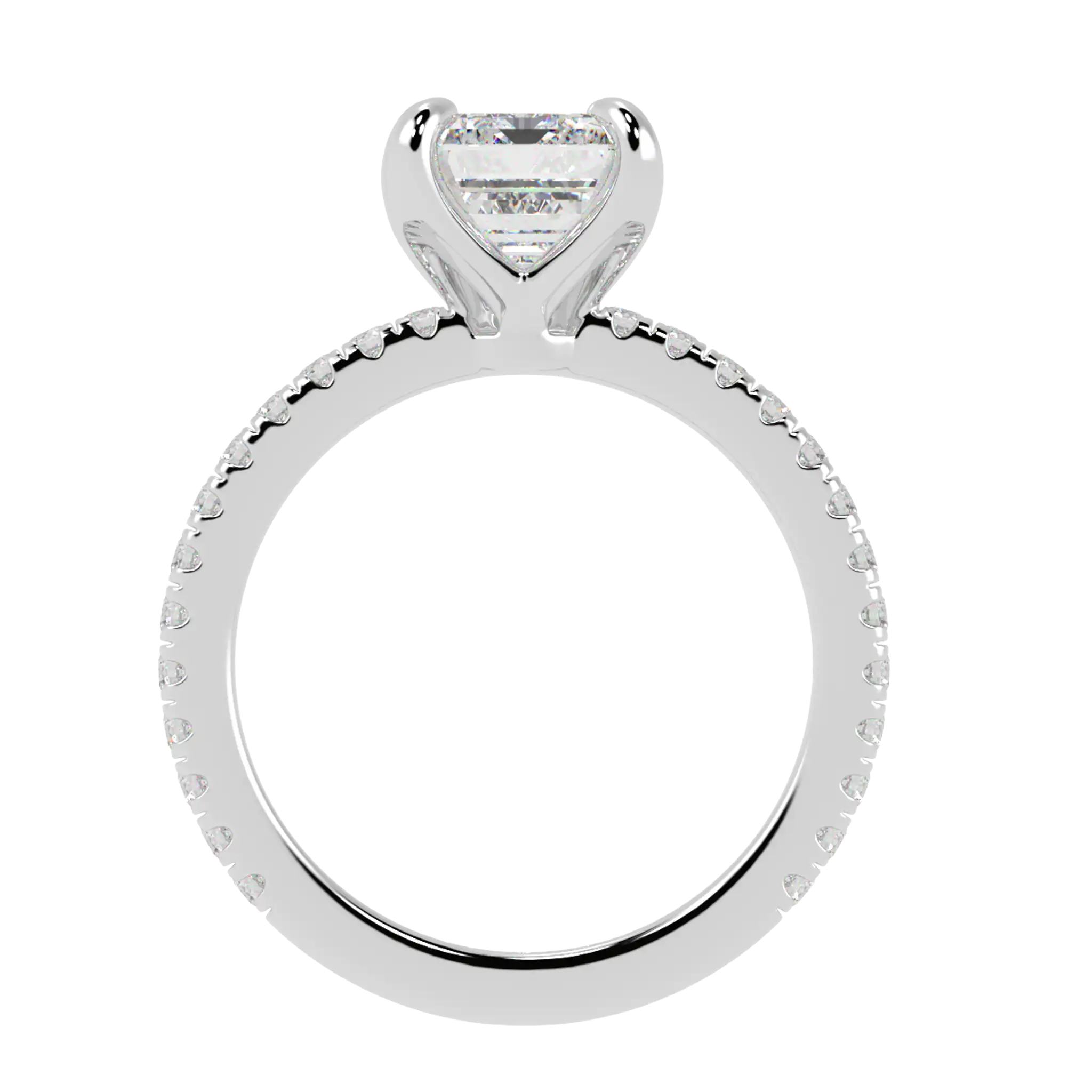 Betty 18K White Gold Accent Engagement Ring | Emerald Shape