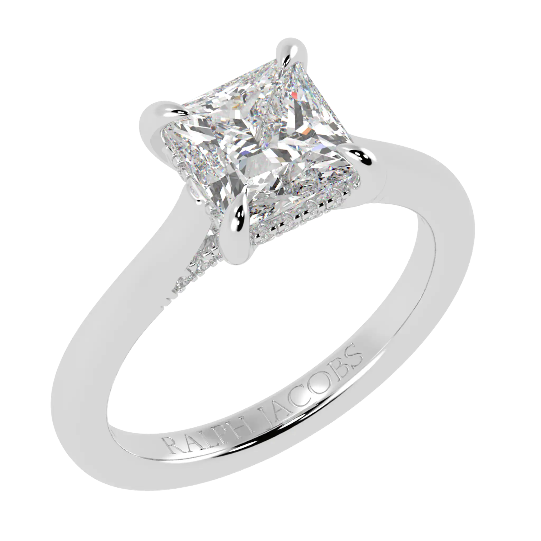 Arya 9K White Gold Hidden Halo Engagement Ring  | Princess Shape