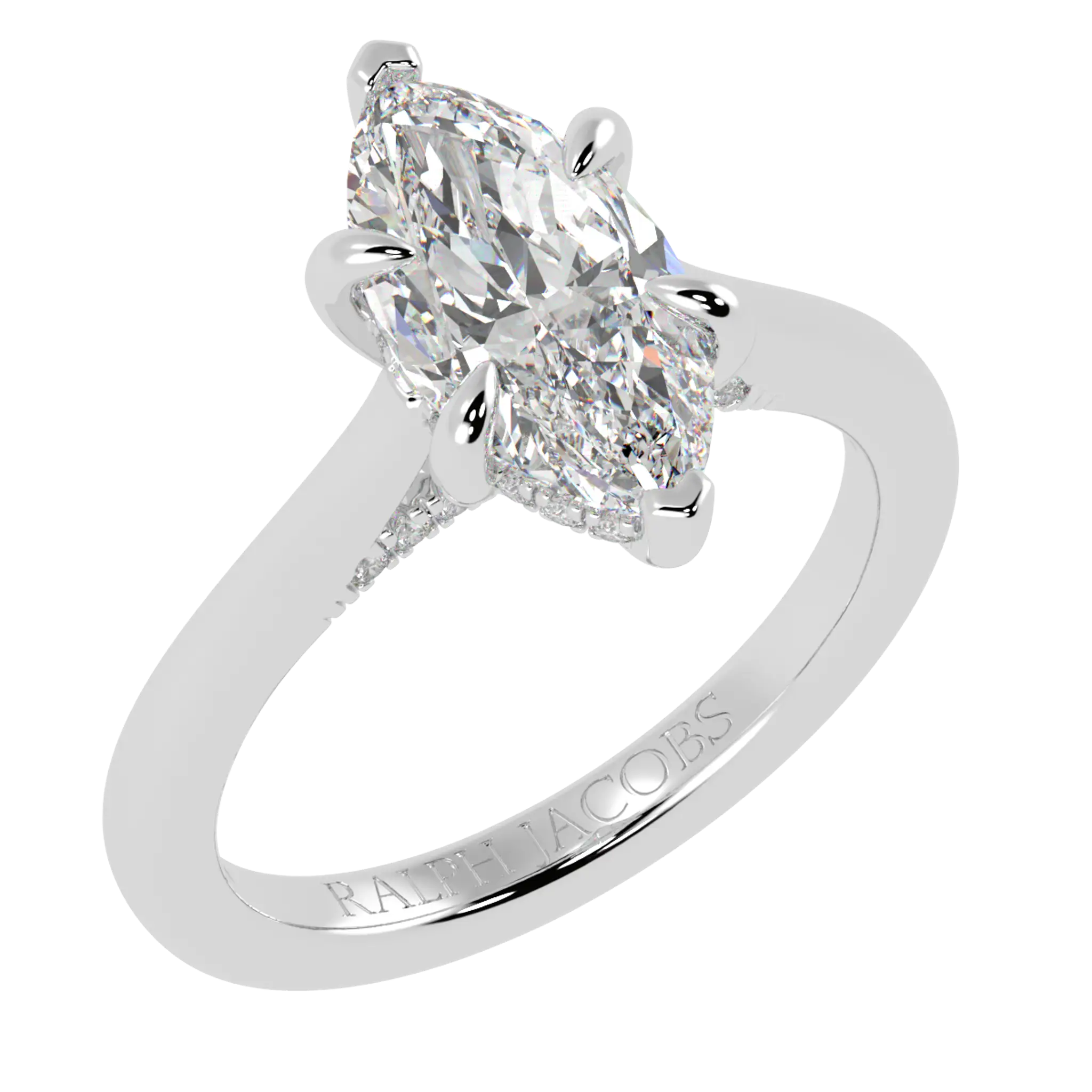 Arya 9K White Gold Hidden Halo Engagement Ring | Marquise Shape