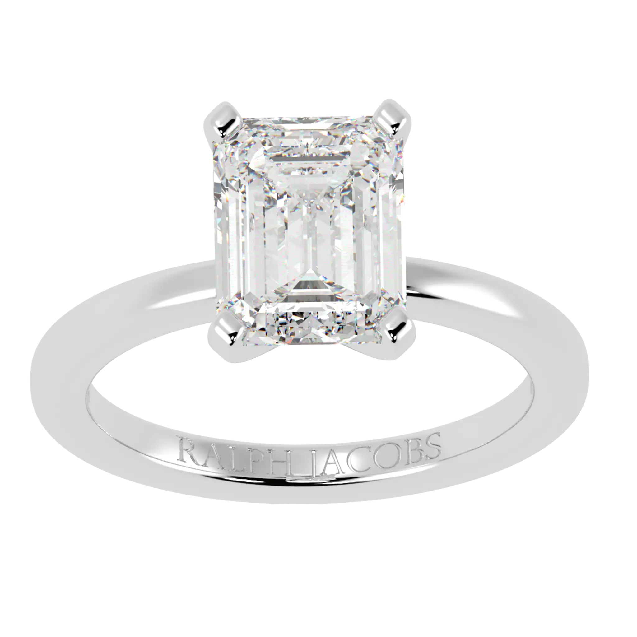 Nikki 9K White Gold Solitaire Moissanite Engagement Rings | Emerald Shape