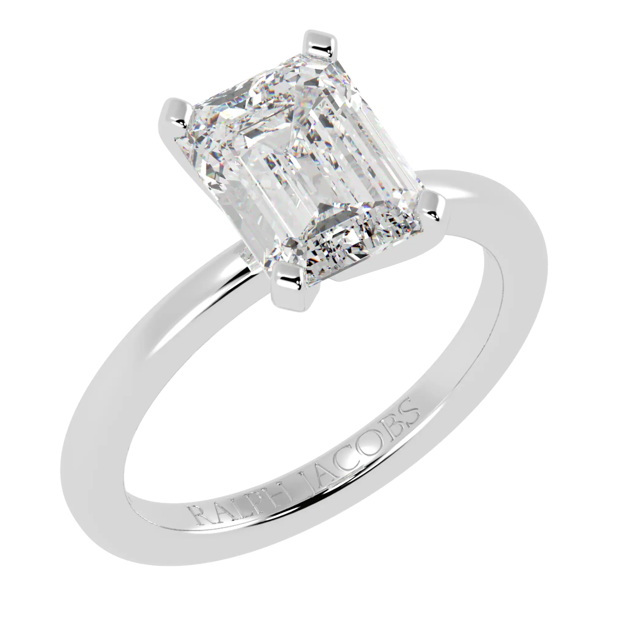 Nikki 9K White Gold Solitaire Moissanite Engagement Rings | Emerald Shape