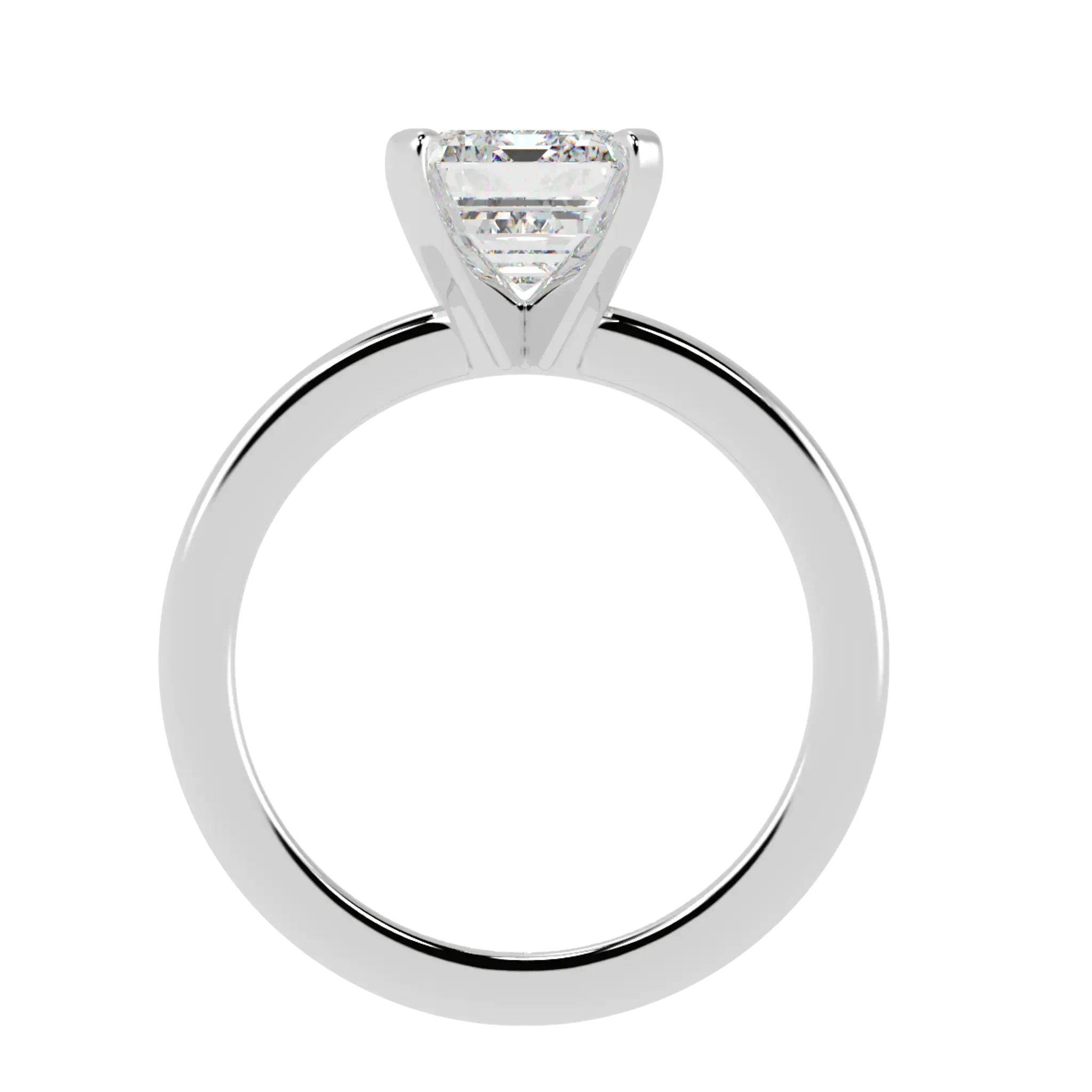 Nikki 9K White Gold Solitaire Moissanite Engagement Rings | Emerald Shape