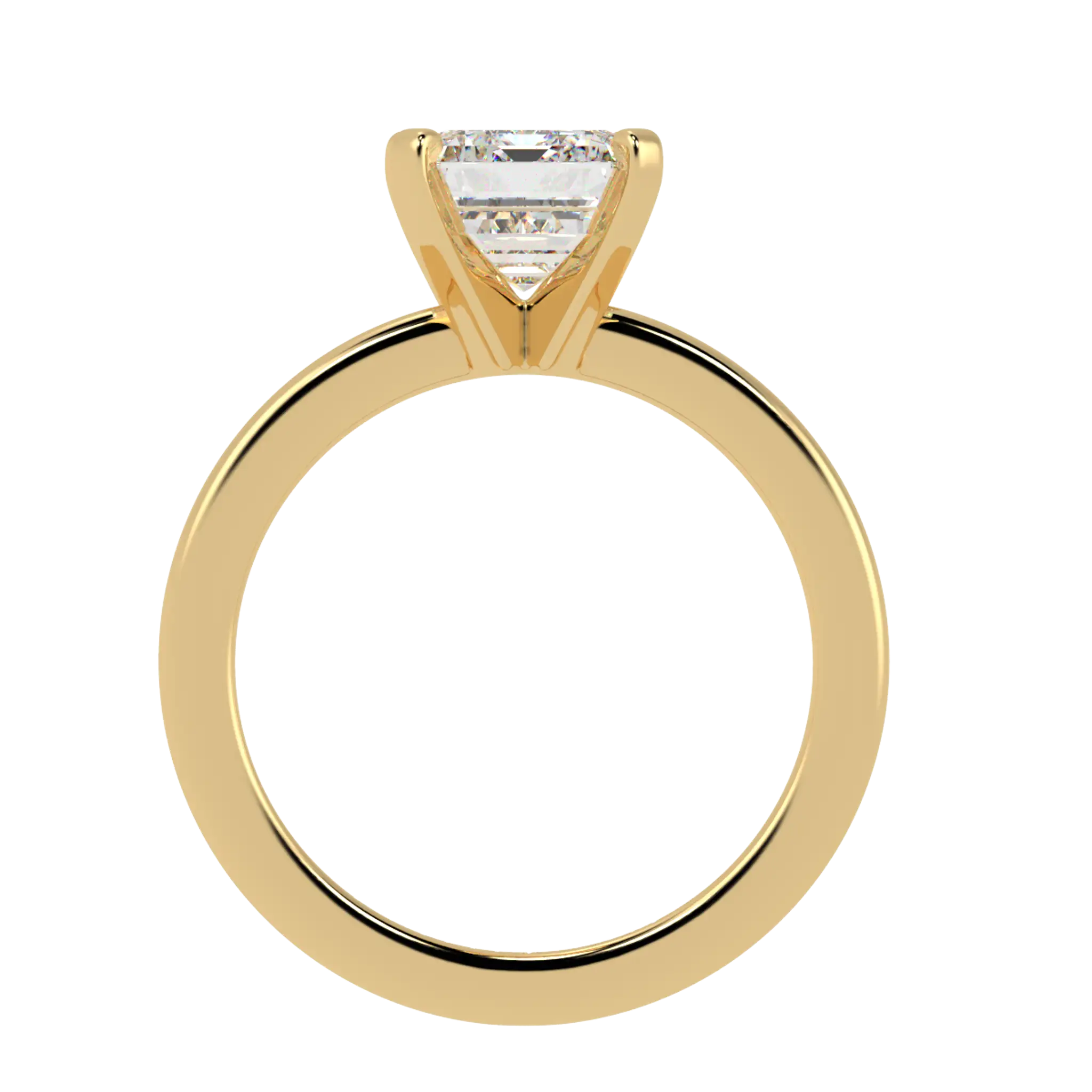 Nikki 18K Yellow Gold Solitaire Moissanite Engagement Rings | Emerald Shape