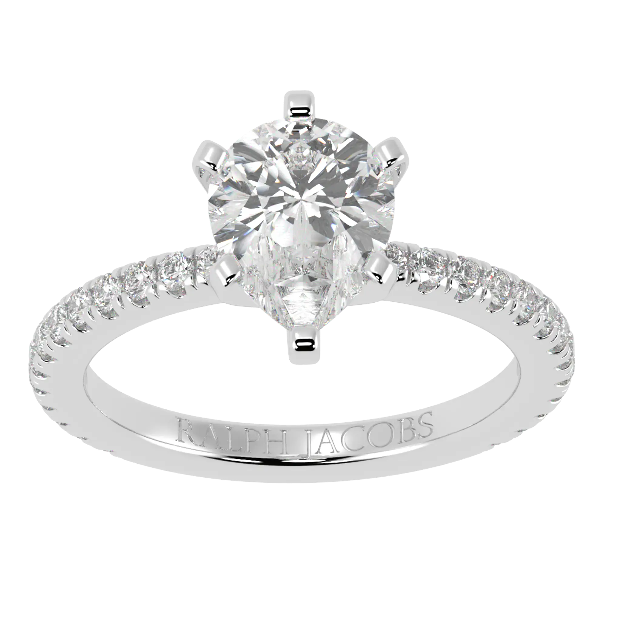 Nikki 9K White Gold Accent Moissanite Engagement Rings | Pear Shape