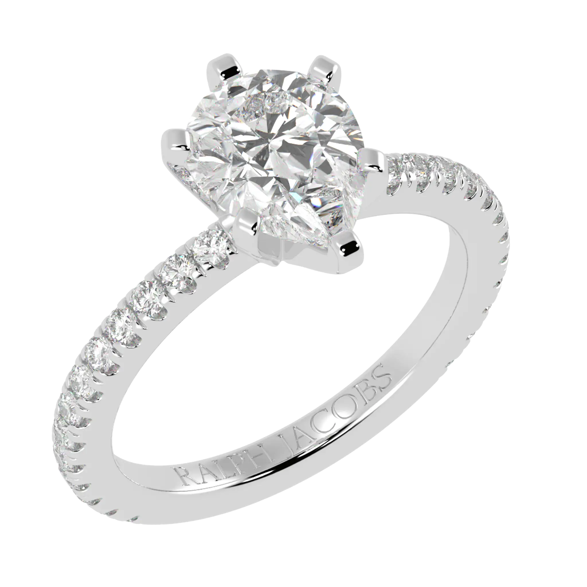 Nikki 9K White Gold Accent Moissanite Engagement Rings | Pear Shape