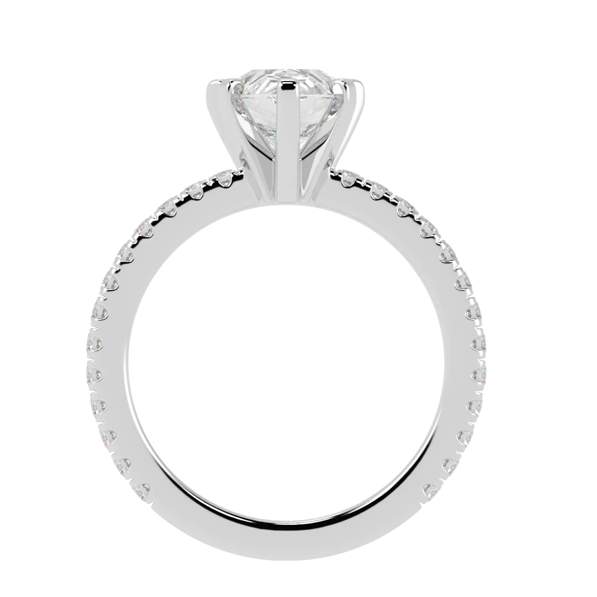Nikki 9K White Gold Accent Moissanite Engagement Rings | Pear Shape