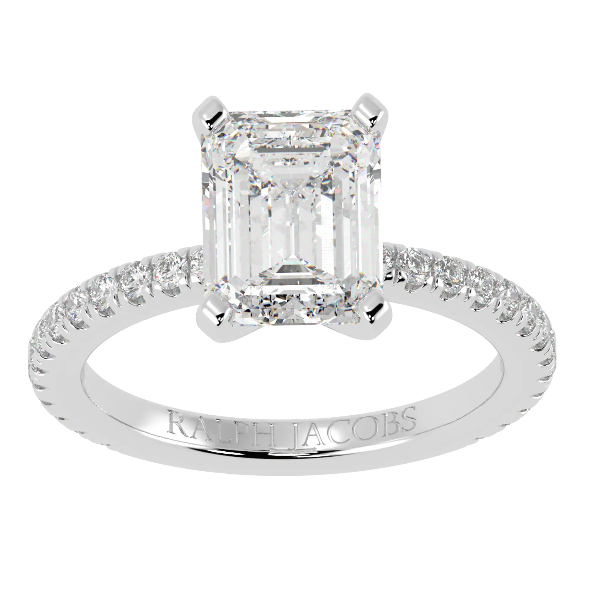 Nikki 9K White Gold Accent Moissanite Engagement Rings | Emerald Shape