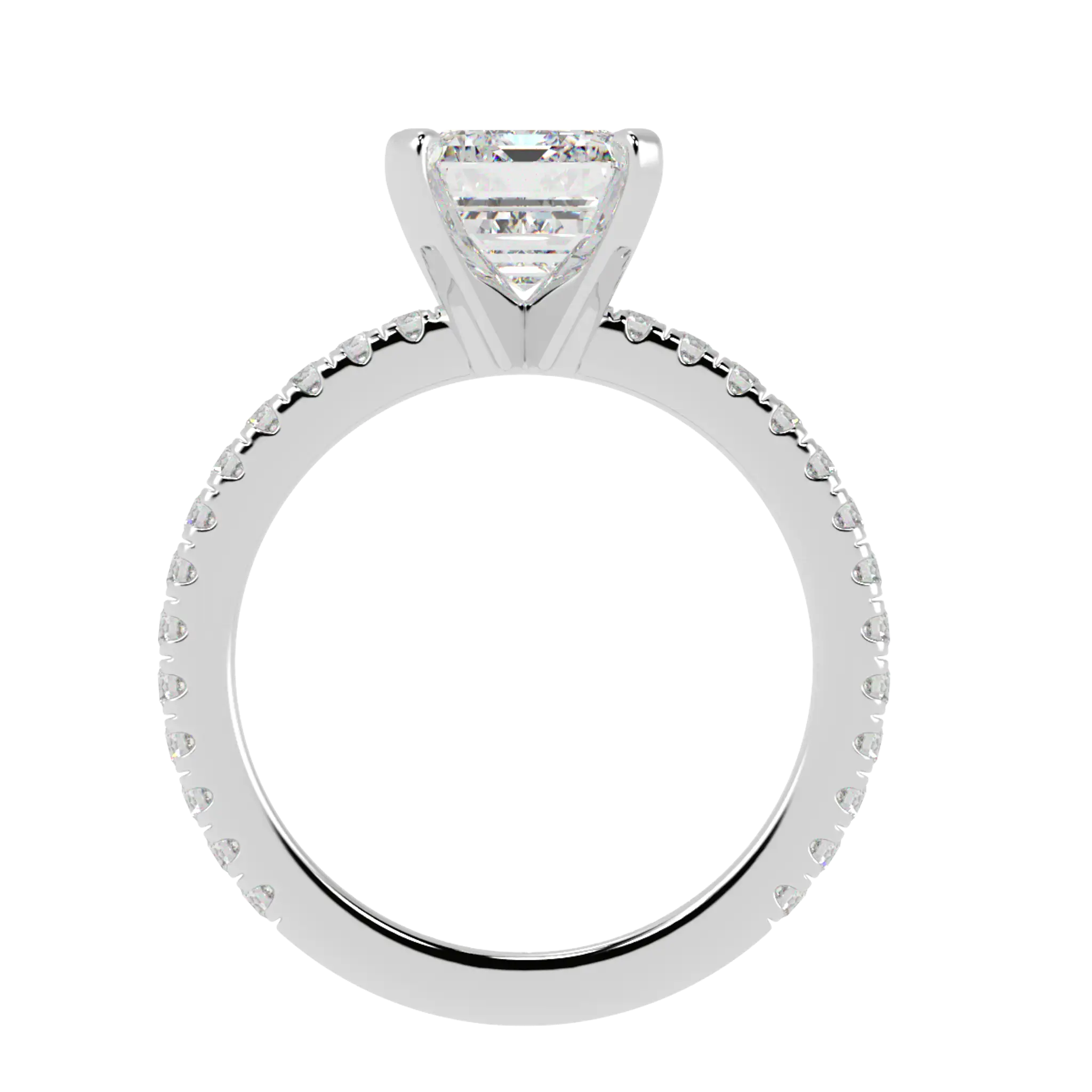 Nikki 9K White Gold Accent Moissanite Engagement Rings | Emerald Shape