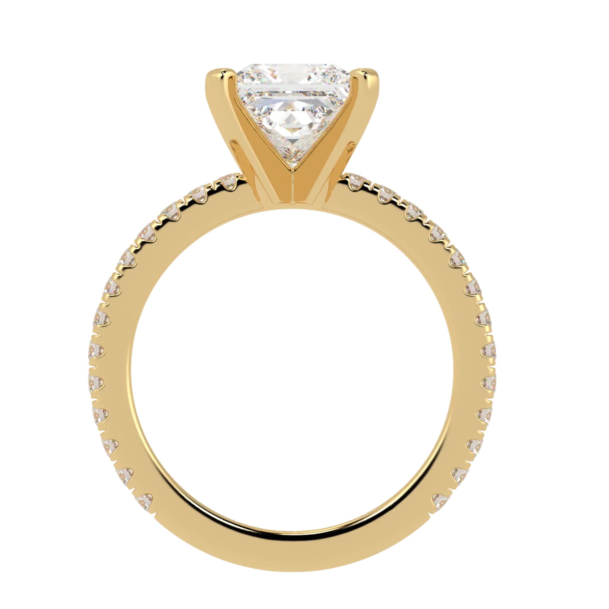 Nikki 18K Yellow Gold Accent Moissanite Engagement Rings | Princess Shape