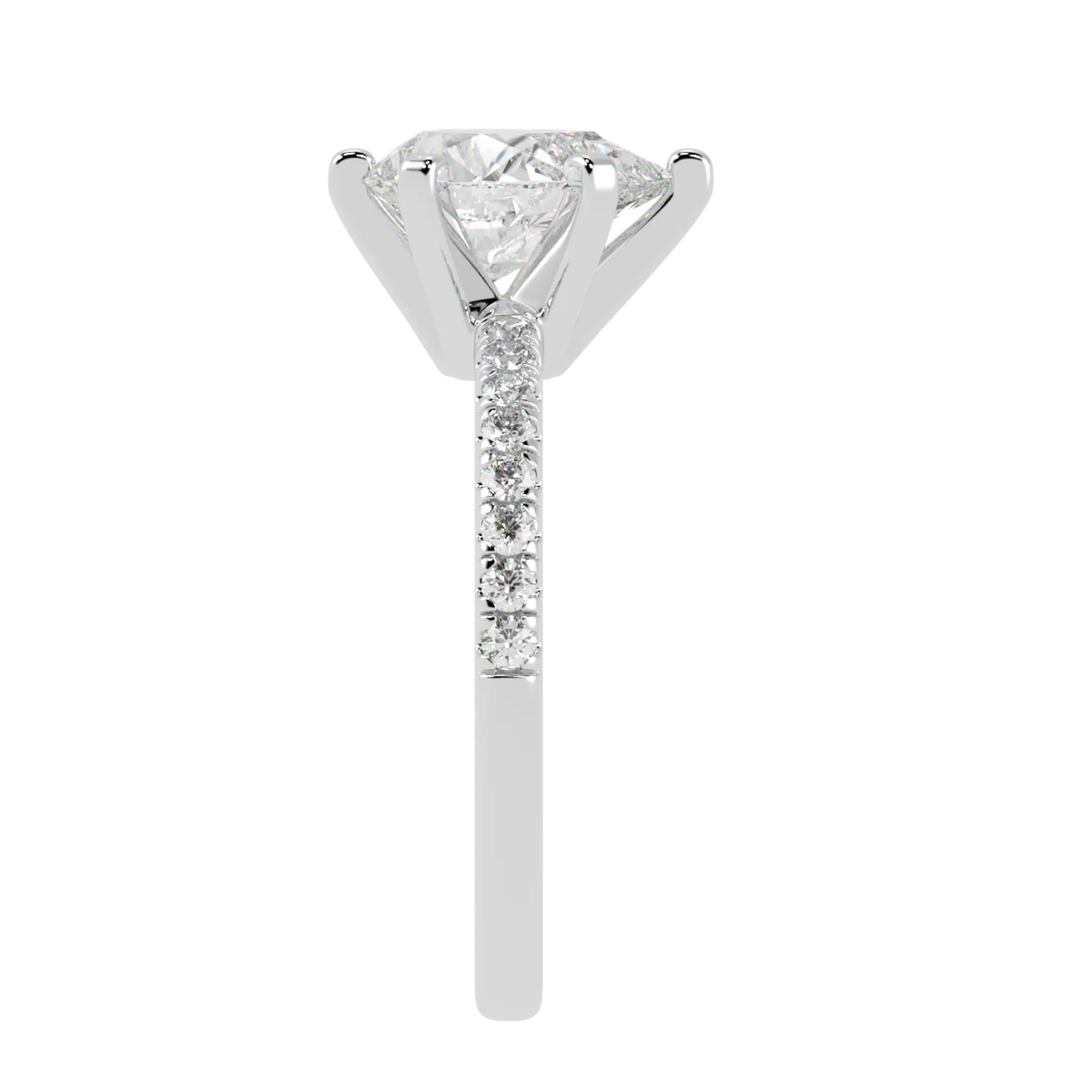 Nikki 9K White Gold Accent Moissanite Engagement Rings | Pear Shape