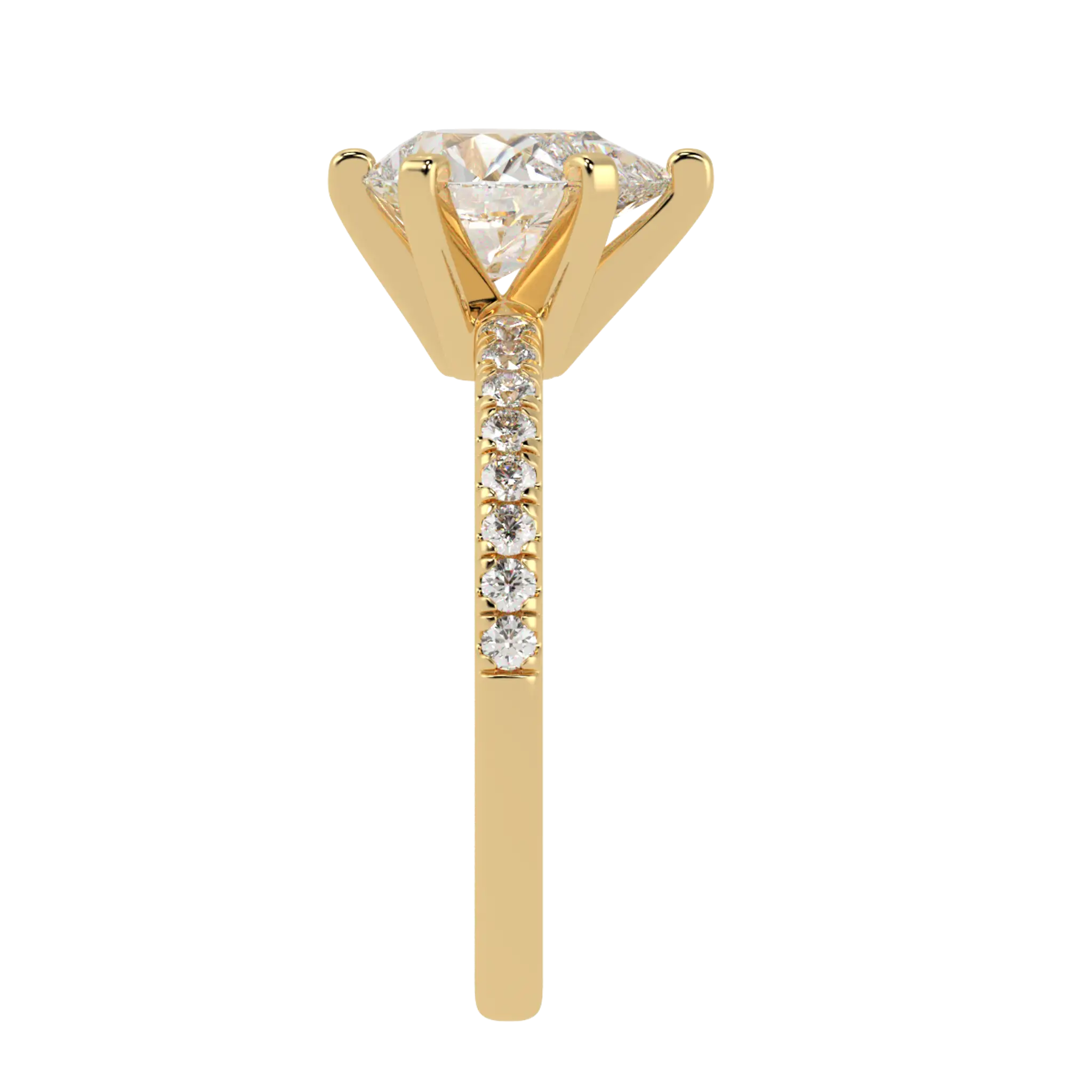 Nikki 9K Yellow Gold Accent Moissanite Engagement Rings | Pear Shape