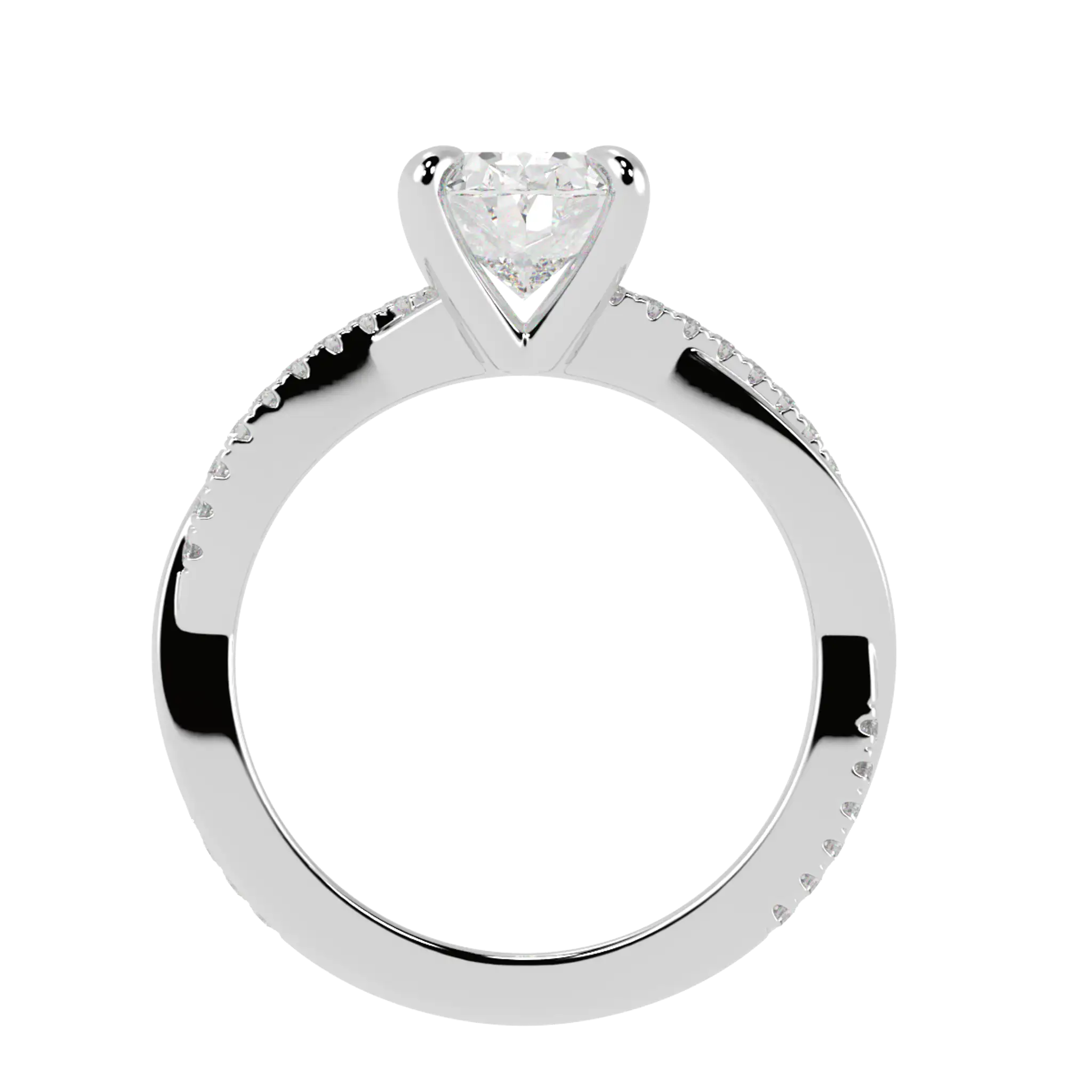 Jasmine 9K White Gold Accent Engagement Ring | Oval Shape
