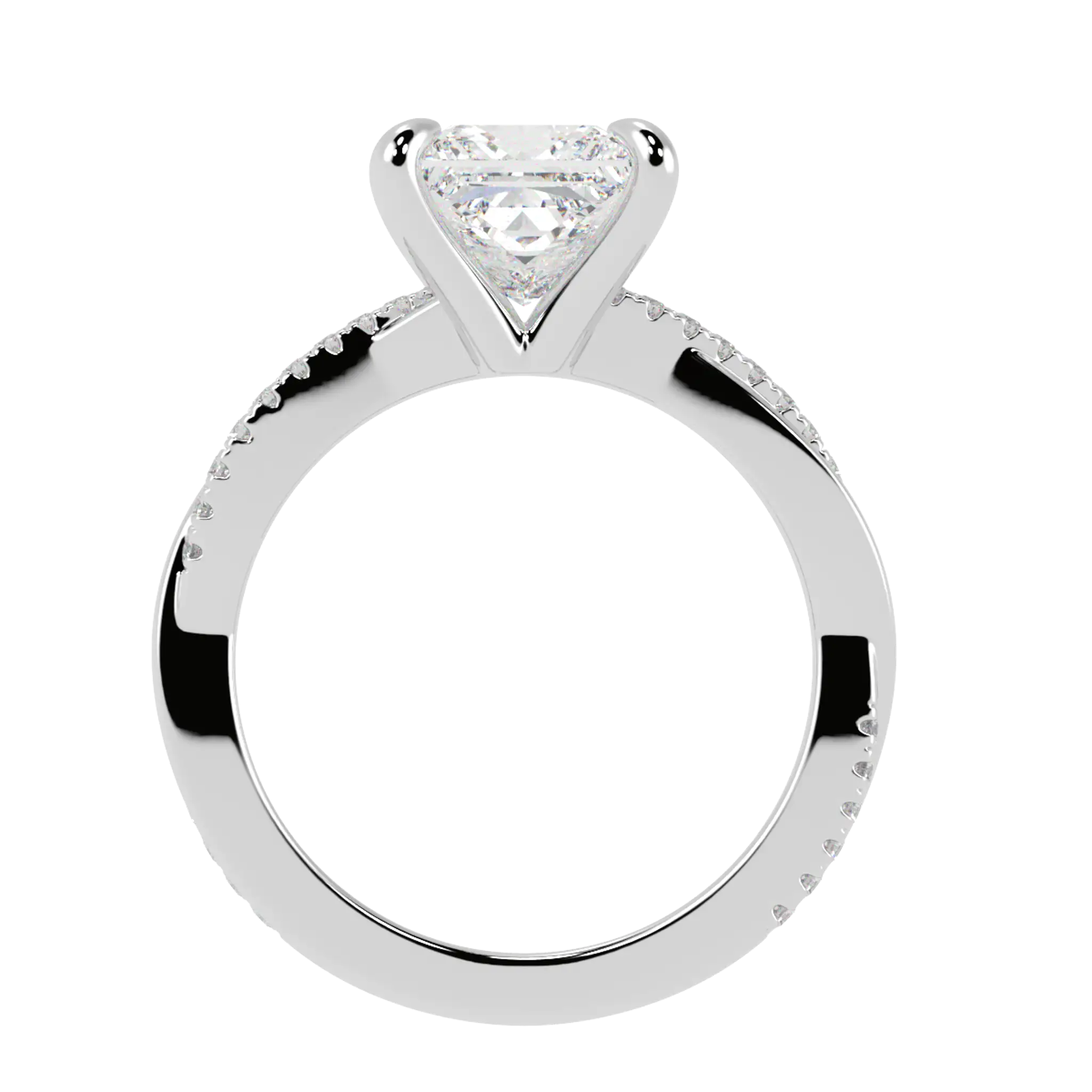 Jasmine 9K White Gold Accent Engagement Ring | Princess Shape
