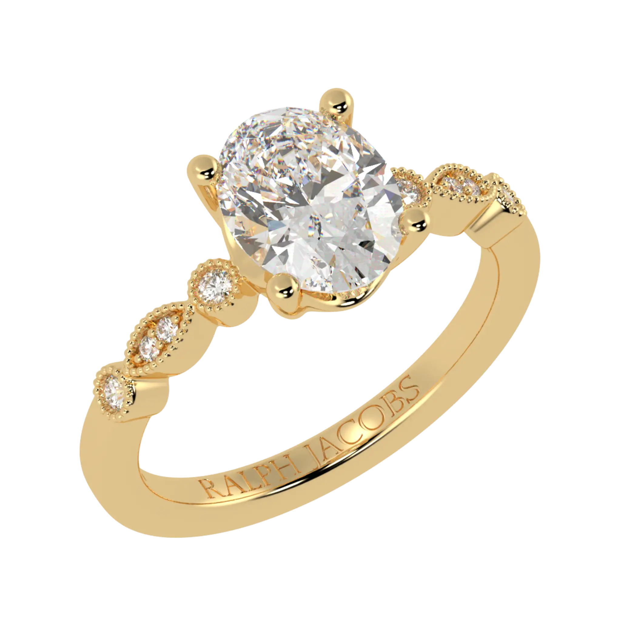 Chanel 9K Yellow Gold Accent Stone Engagement Ring - Oval Shape