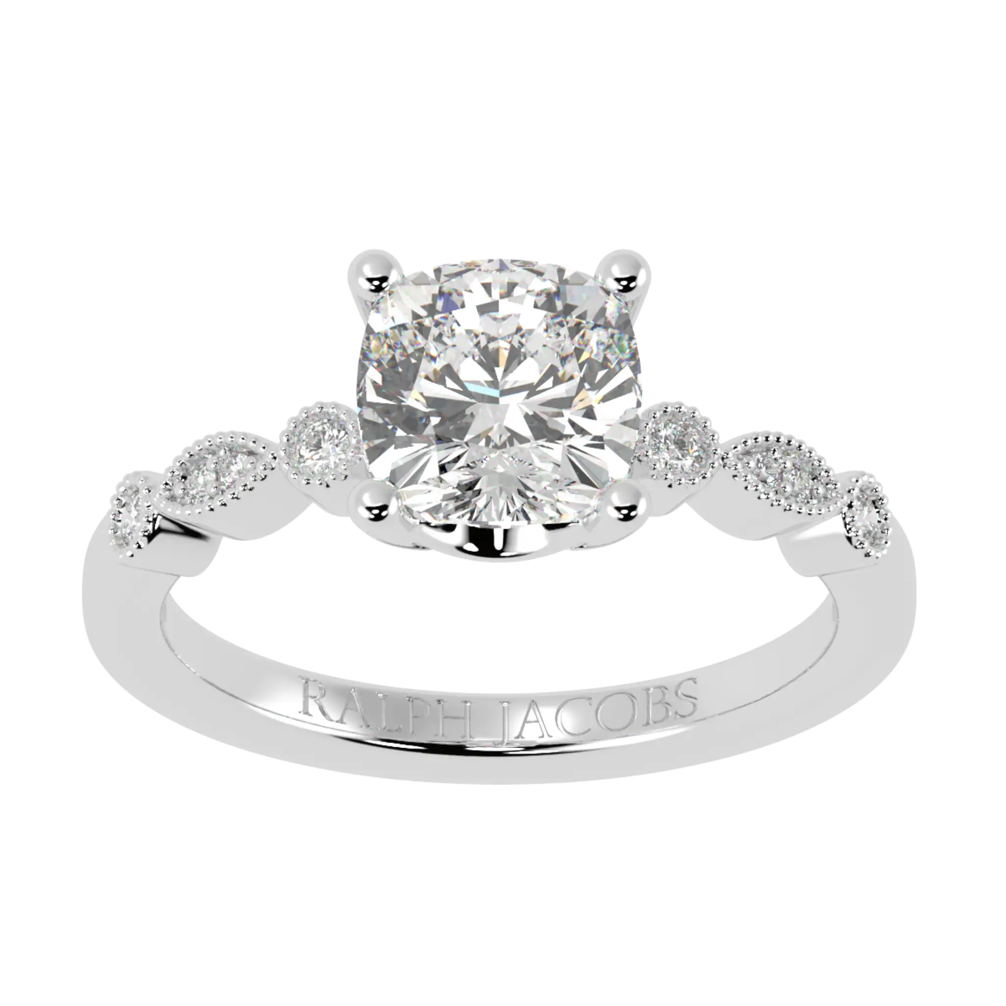 Chanel Platinum Accent Stone Engagement Ring - Cushion Shape
