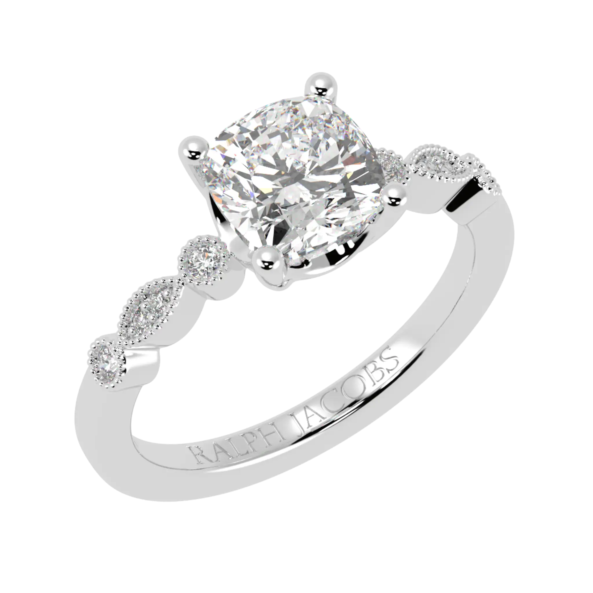 Chanel Platinum Accent Stone Engagement Ring - Cushion Shape