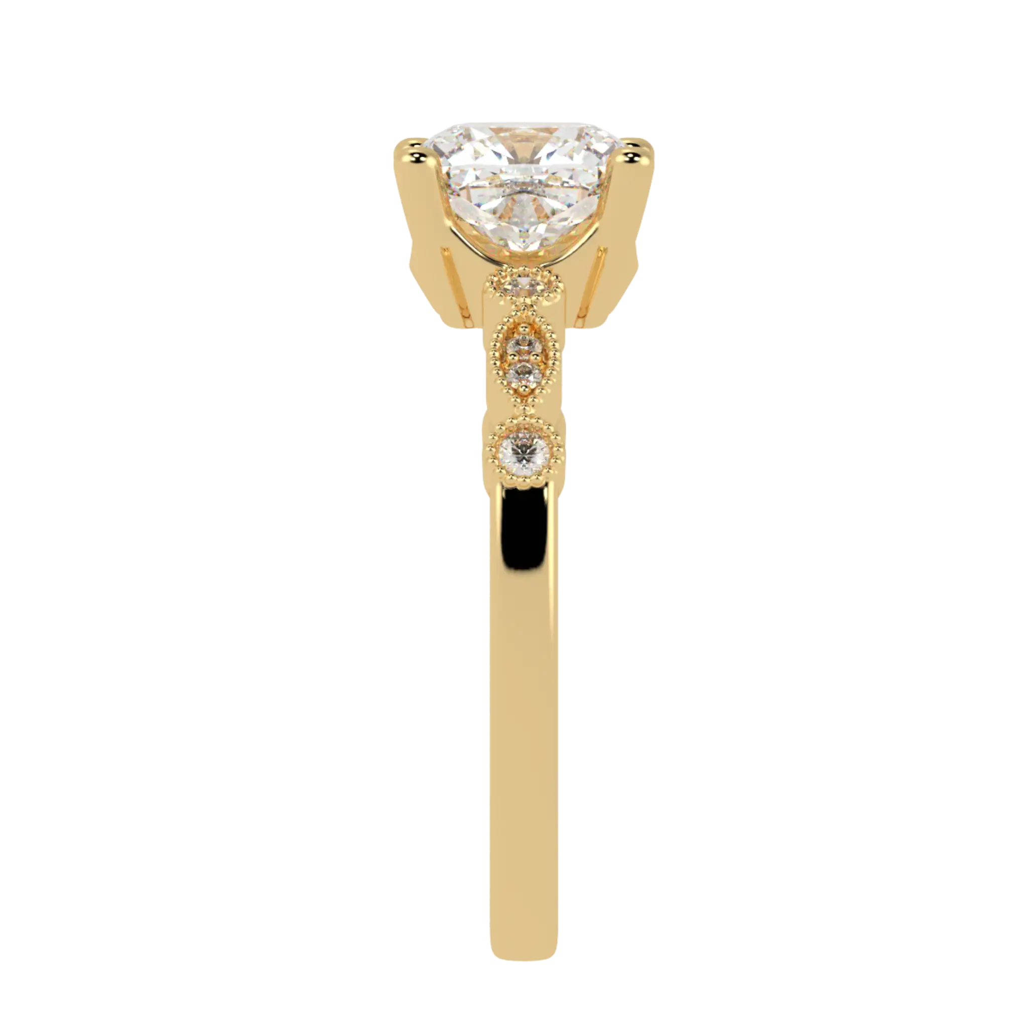 Chanel 18K Yellow Gold Accent Stone Engagement Ring - Cushion Shape