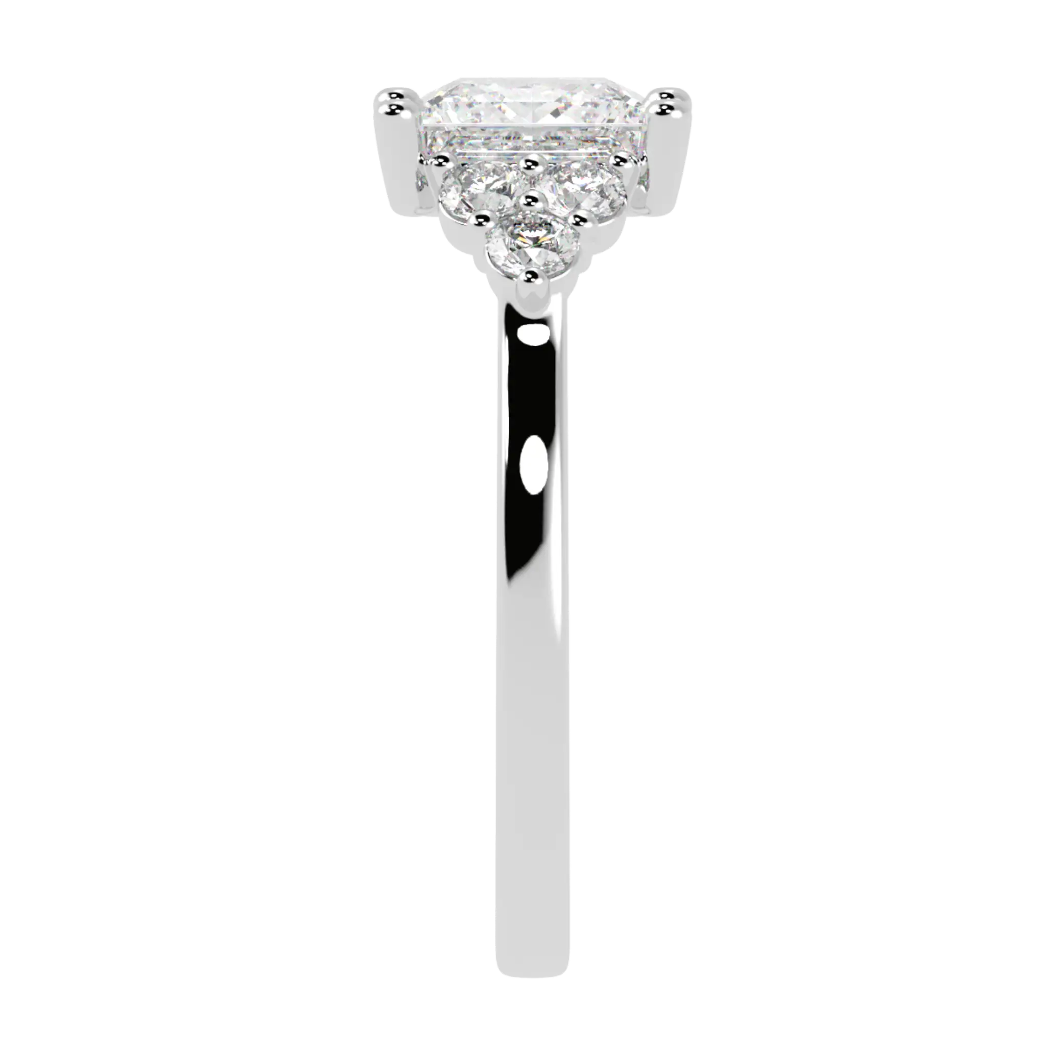Carrie 9K White Gold Side Stone Engagement Ring | Princess Shape
