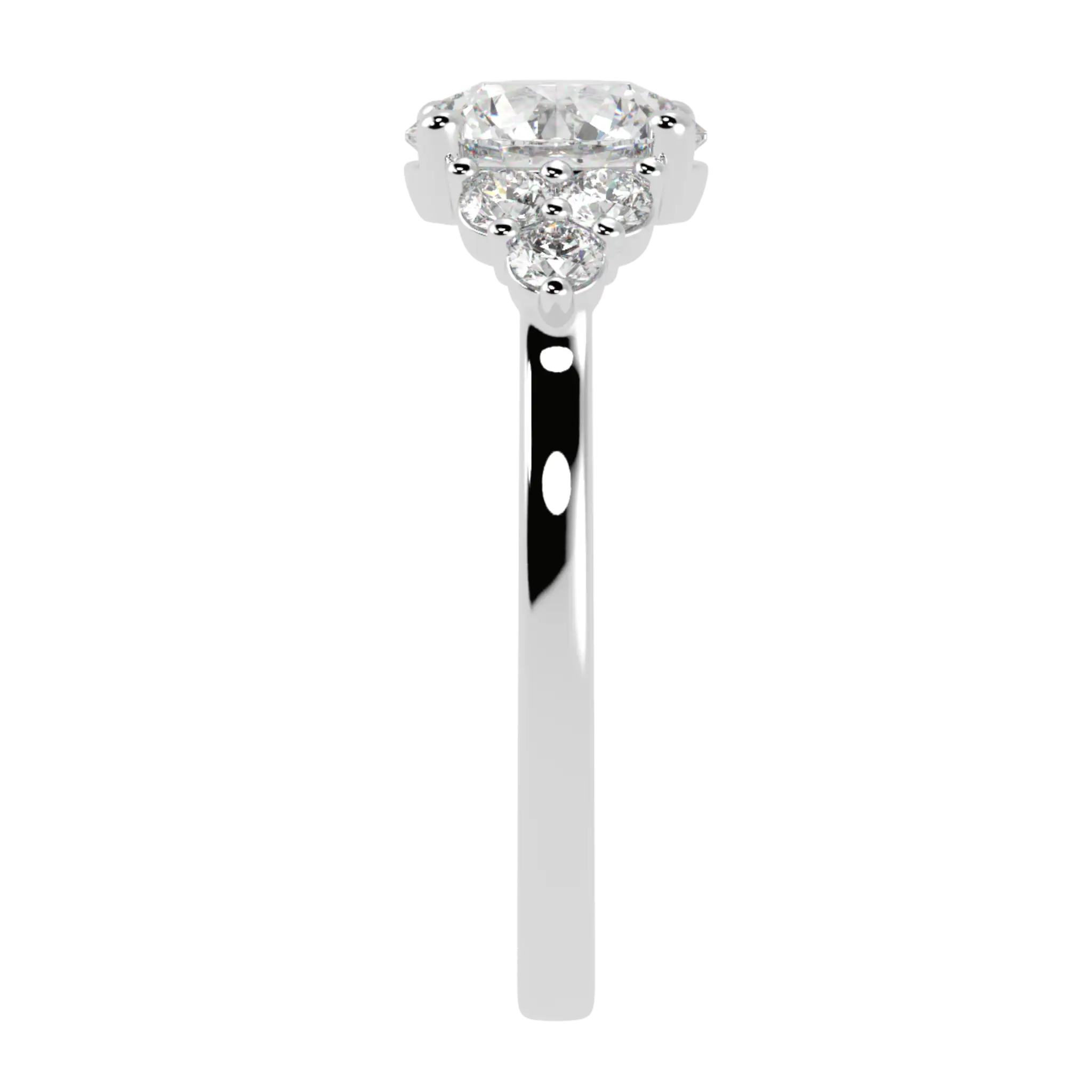 Carrie 18K White Gold Side Stone Engagement Ring