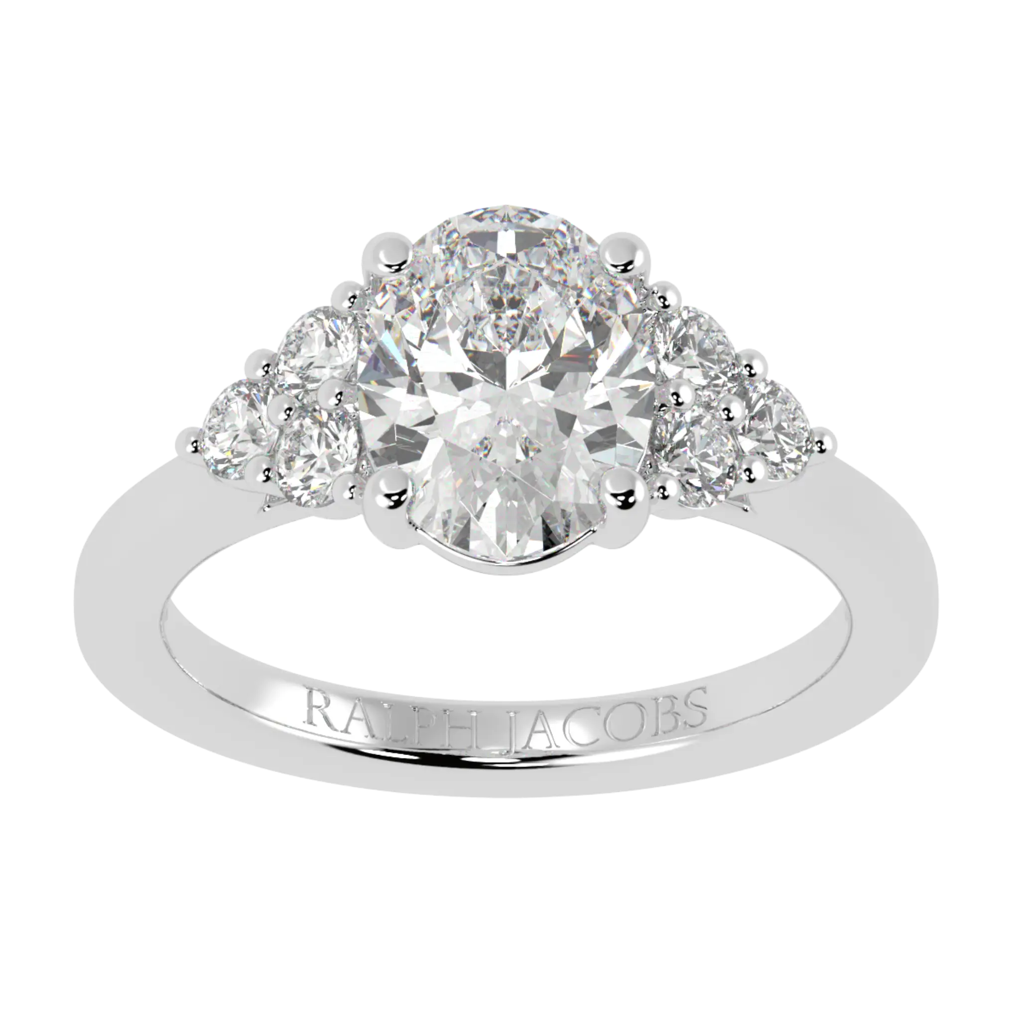 Carrie Platinum Side Stone Engagement Ring | Oval Shape