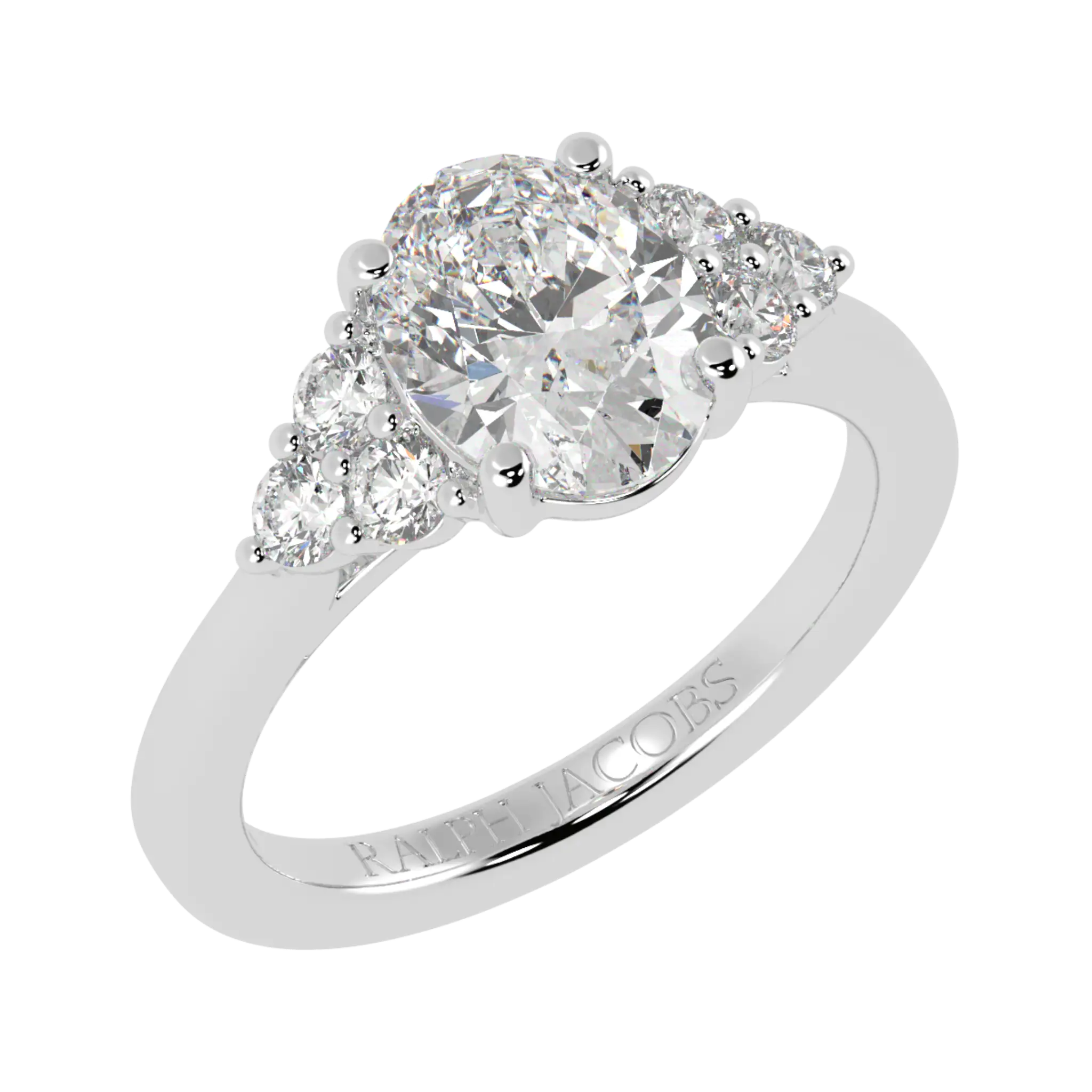 Carrie Platinum Side Stone Engagement Ring | Oval Shape