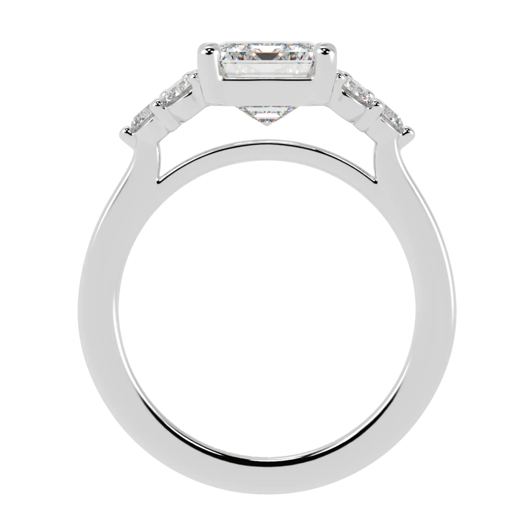 Carrie Platinum Side Stone Engagement Ring | Emerald Shape