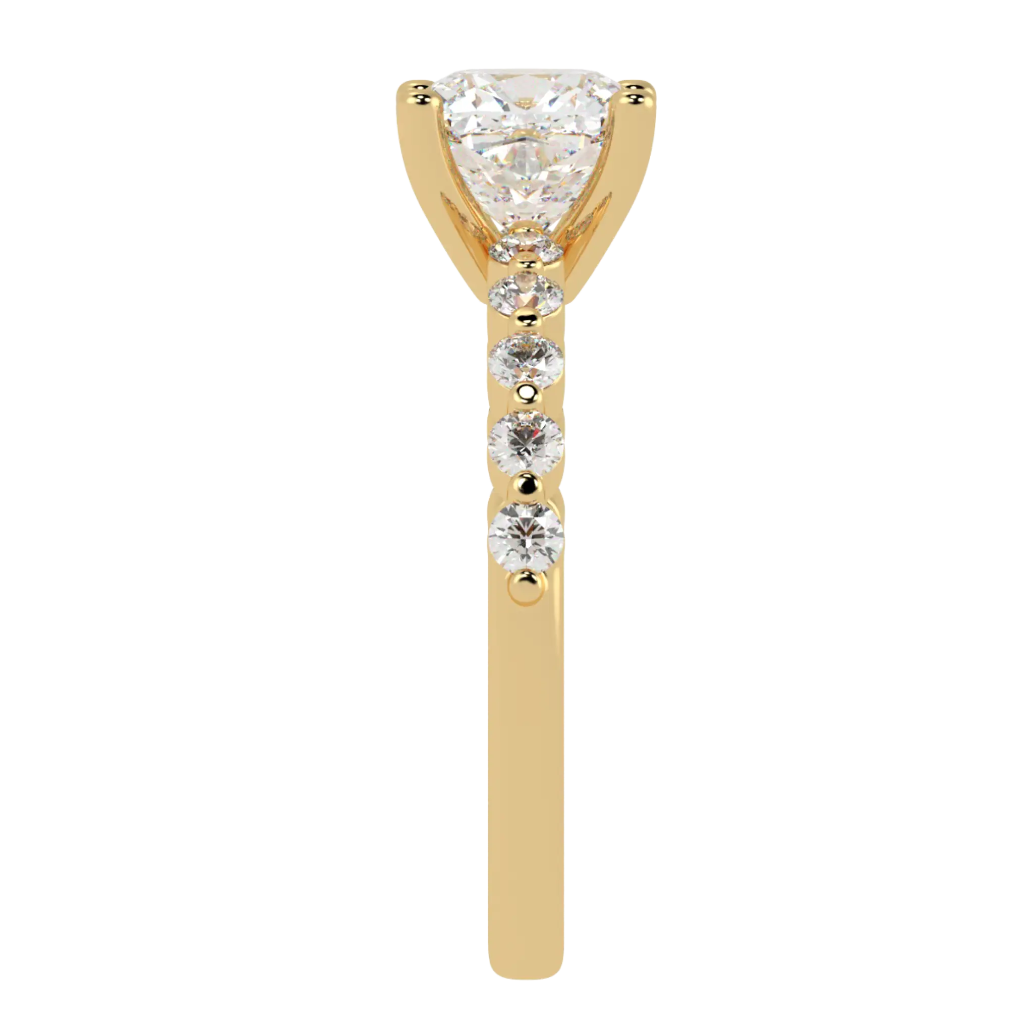 Victoria 18K Yellow Gold Accent Stone Engagement Ring | Cushion Shape