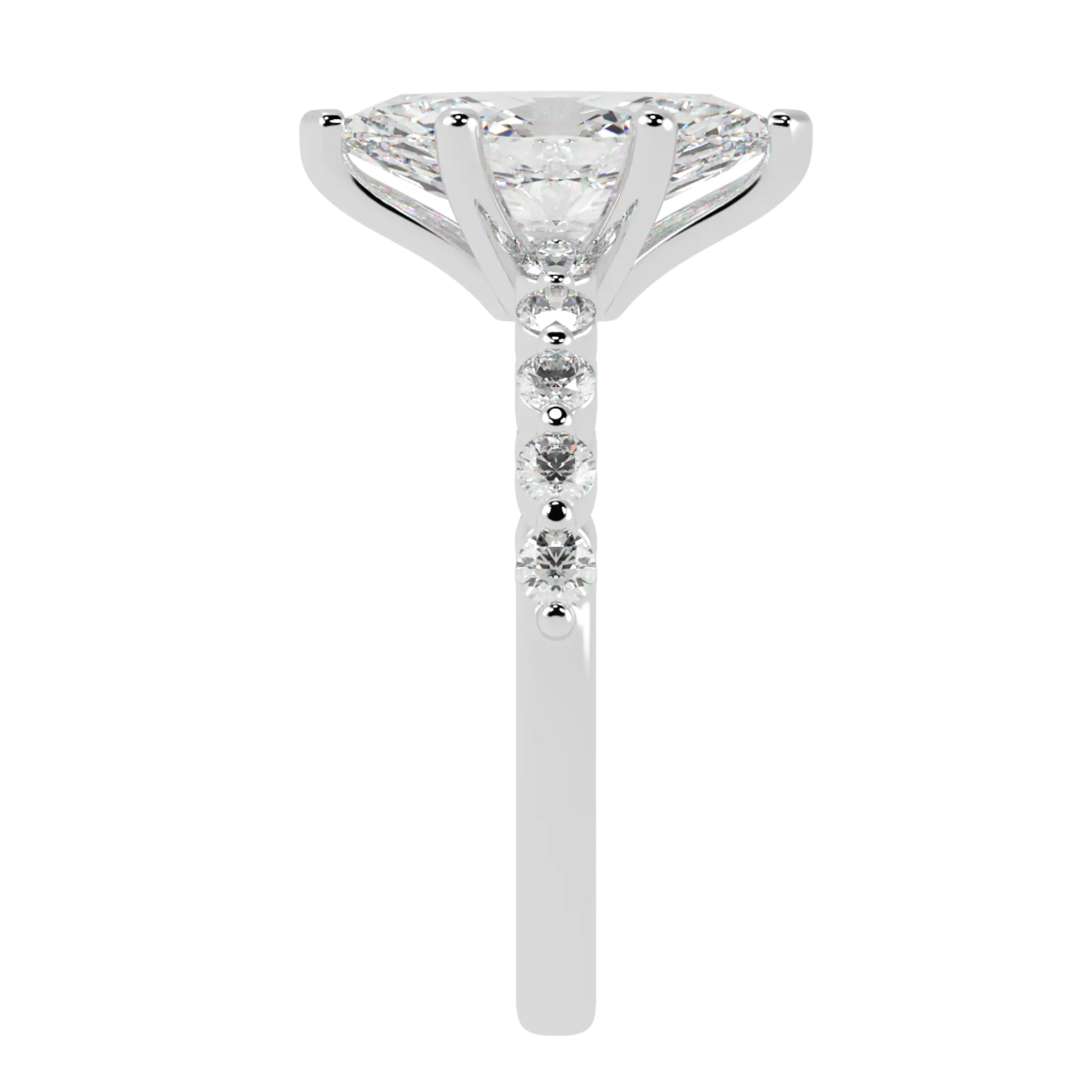 Victoria 18K White Gold Accent Stone Engagement Ring | Marquise Shape