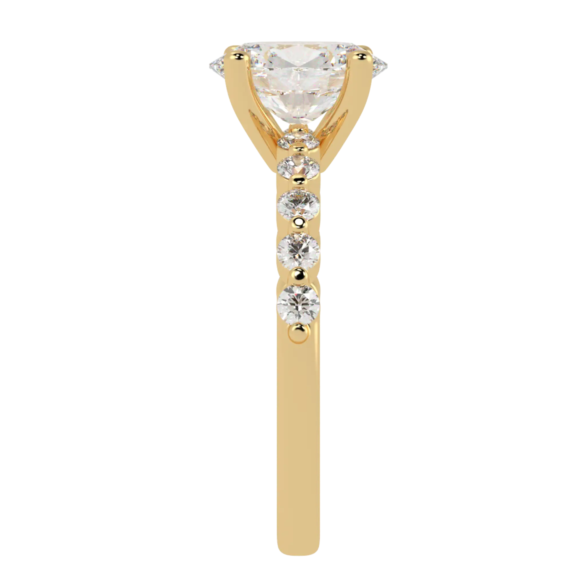 Victoria 18K Yellow Gold Accent Stone Engagement Ring | Oval Shape